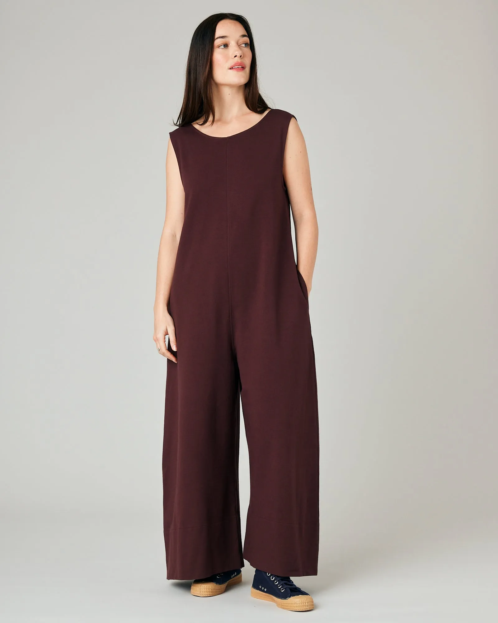 Vivienne Burgundy Cotton Jersey Jumpsuit sold by Beyond Nine