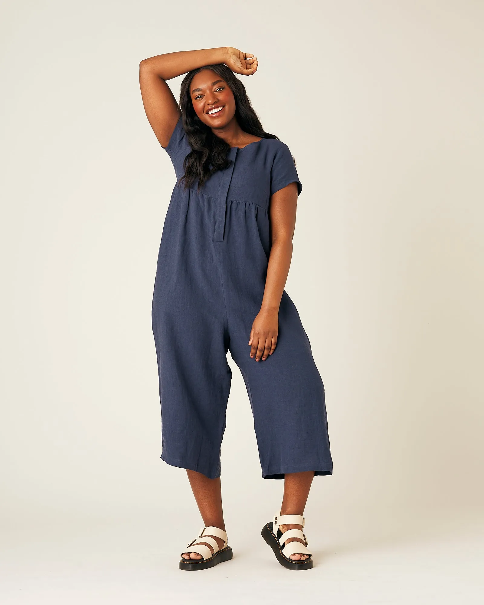 Sahara Navy Linen Jumpsuit sold by Beyond Nine product image thumbnail 4