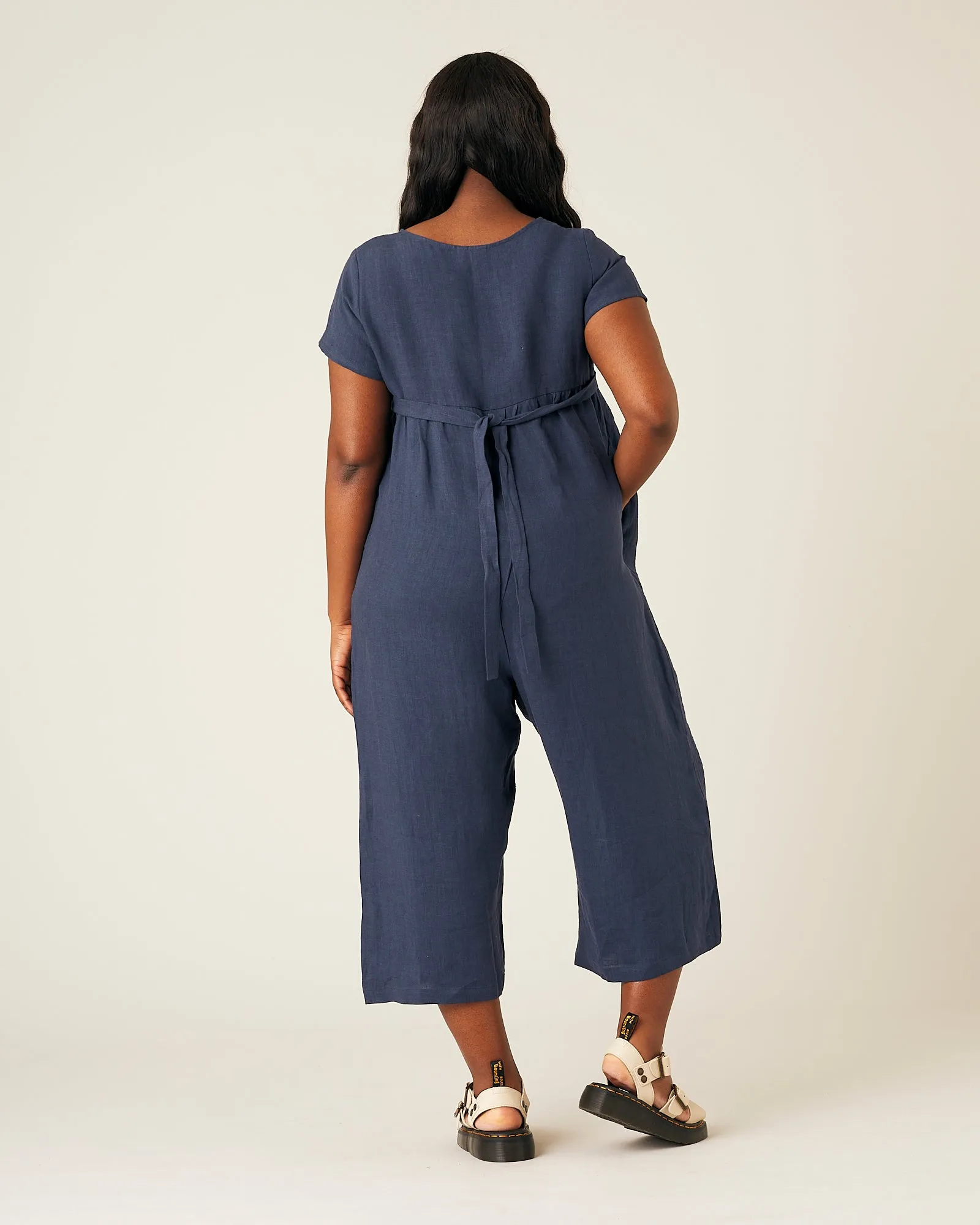 Sahara Navy Linen Jumpsuit sold by Beyond Nine product image thumbnail 3