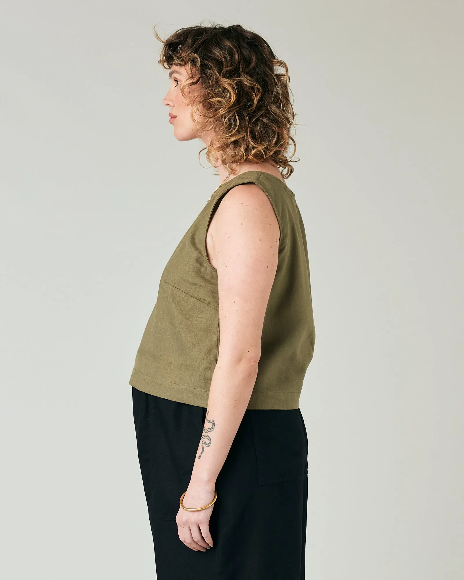 Esme Khaki Linen Top sold by Beyond Nine product image thumbnail 2