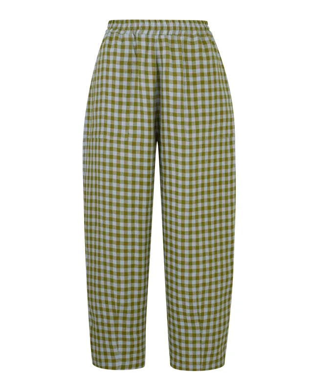 Huxley Meadow Check Linen Trousers sold by Beyond Nine