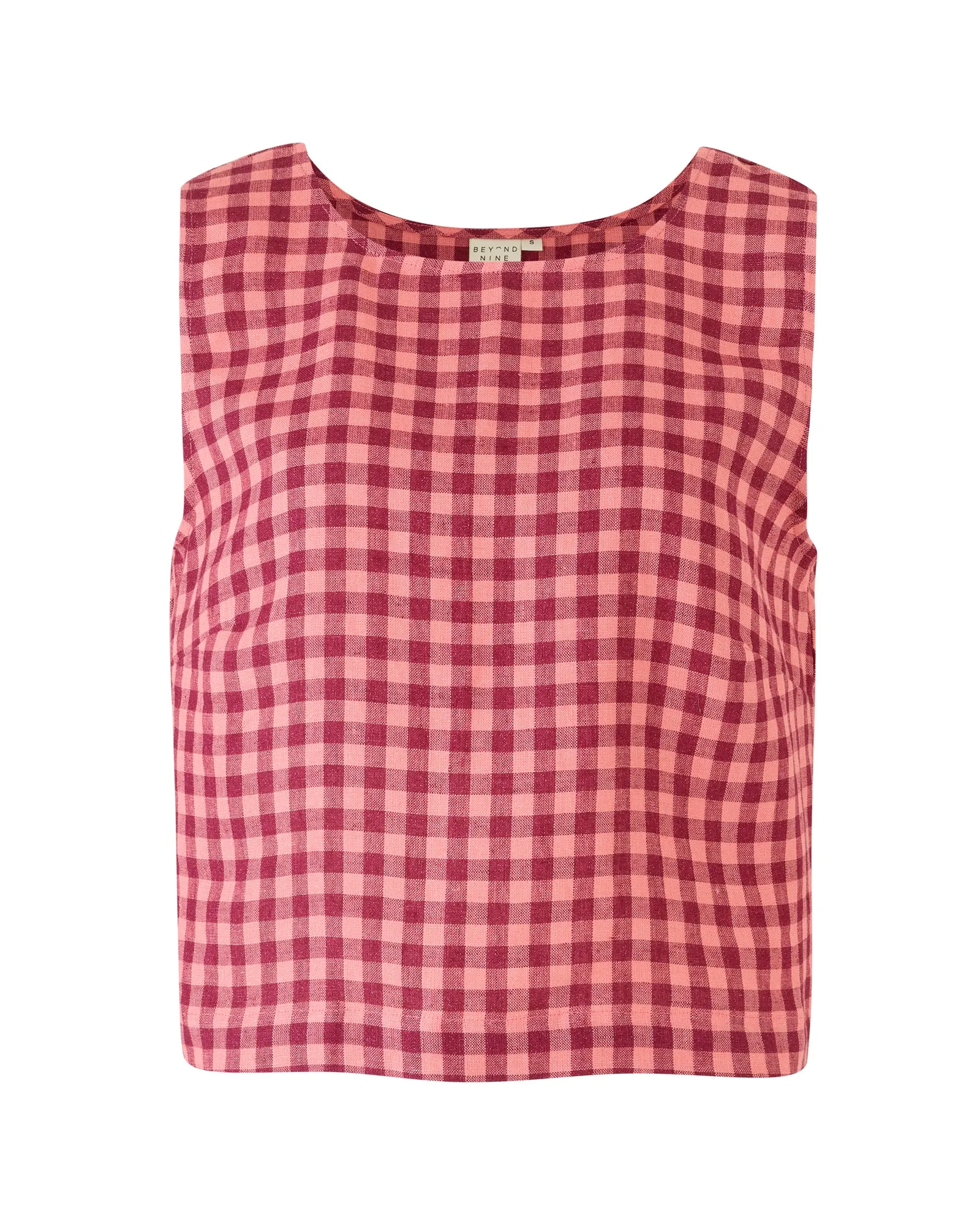 Esme Blush Gingham Linen Top sold by Beyond Nine