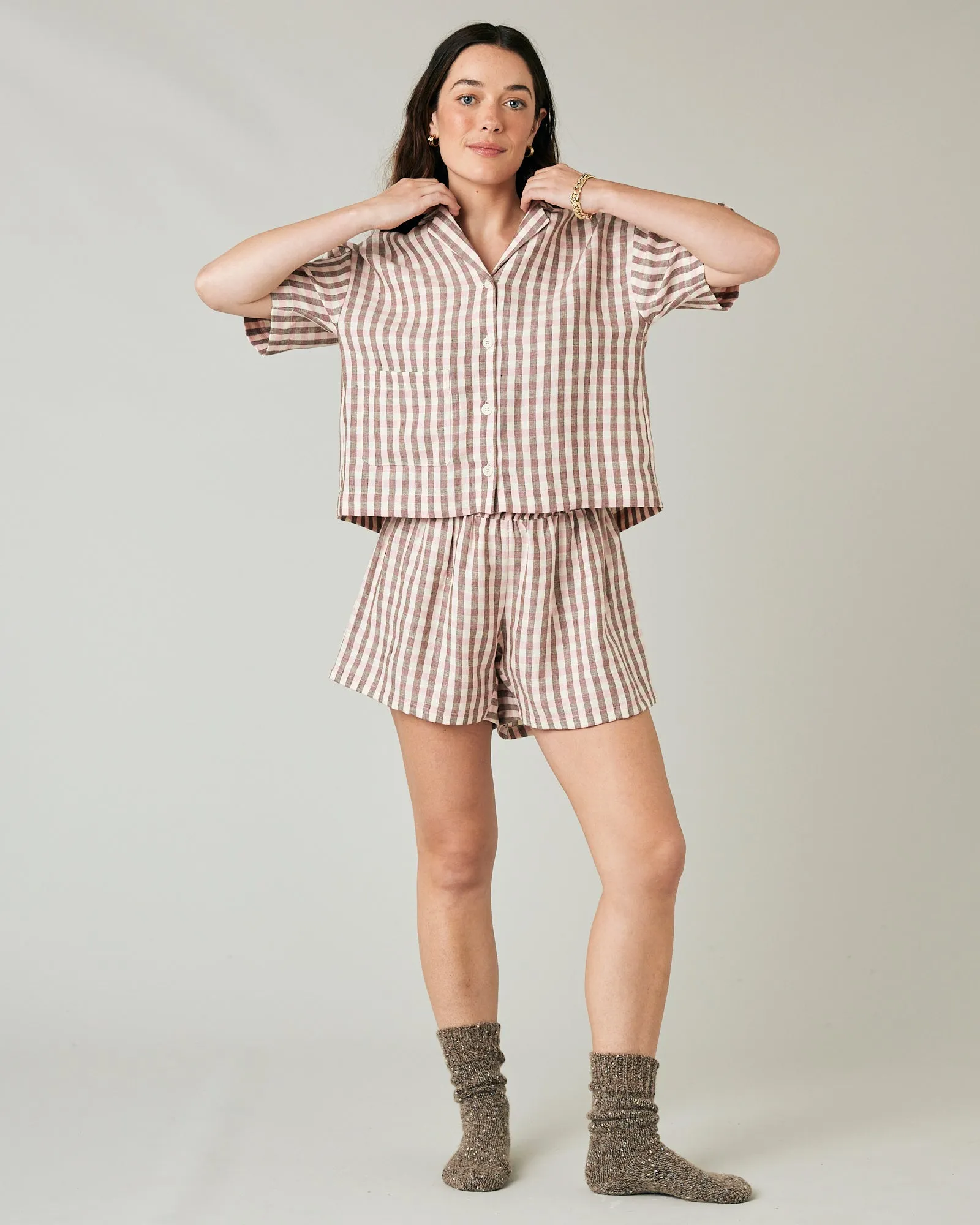 Ultimate PJ Top Neapolitan Check Linen sold by Beyond Nine product image thumbnail 5