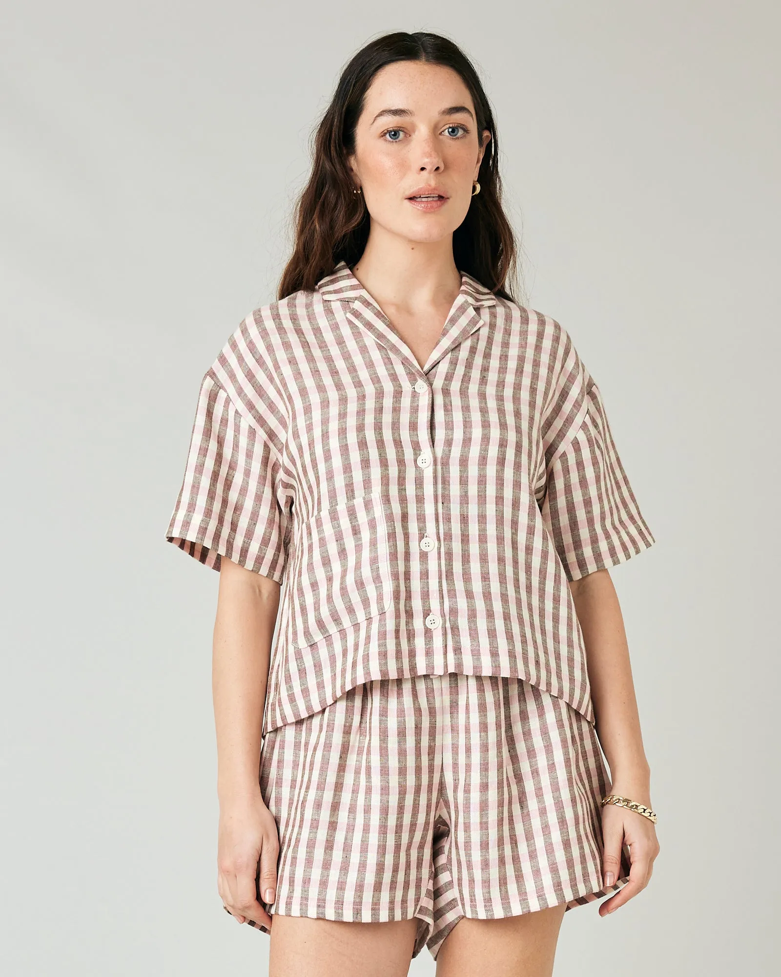 Ultimate PJ Top Neapolitan Check Linen sold by Beyond Nine