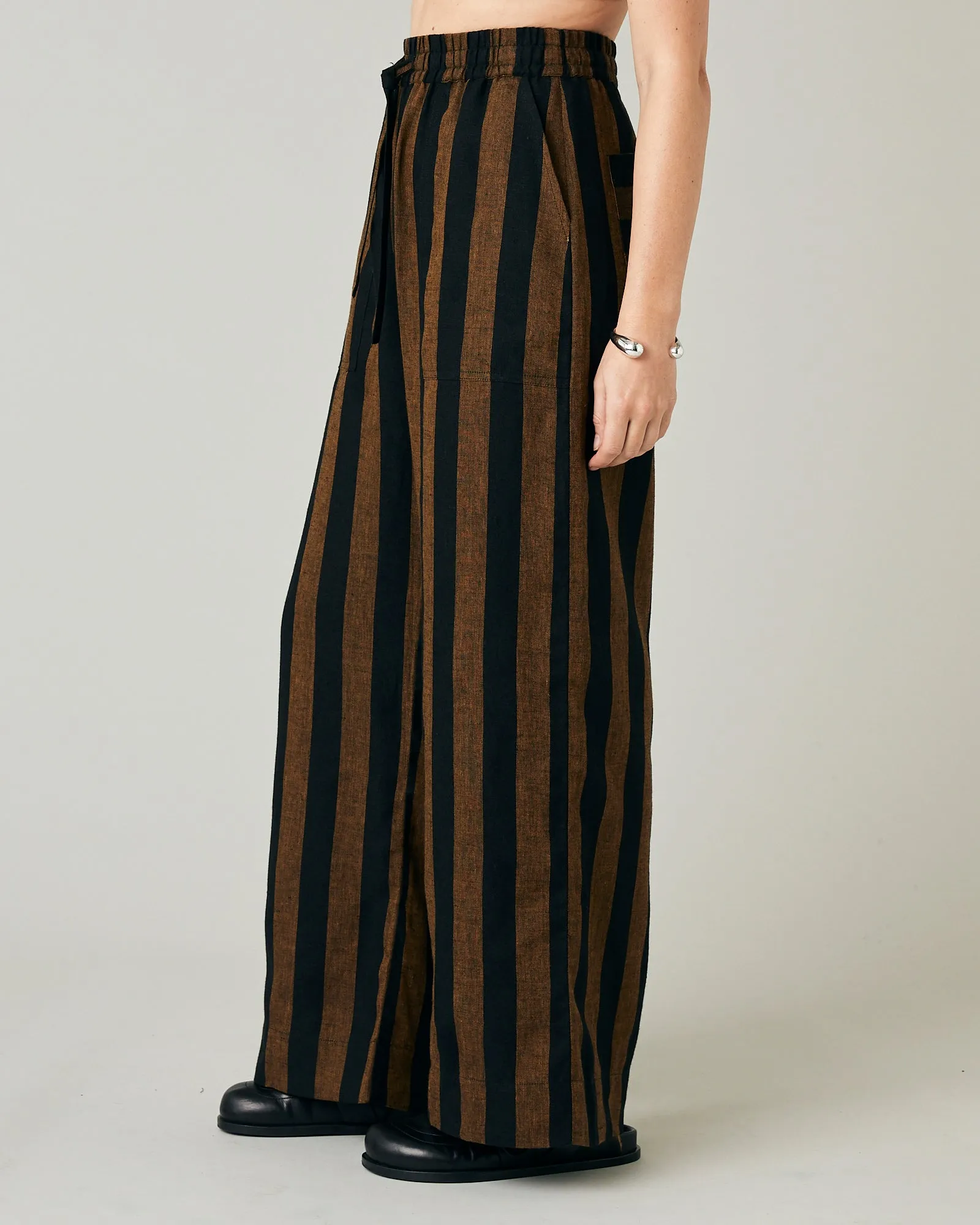 Lexi Rust & Black Stripe Linen Trousers sold by Beyond Nine product image thumbnail 4
