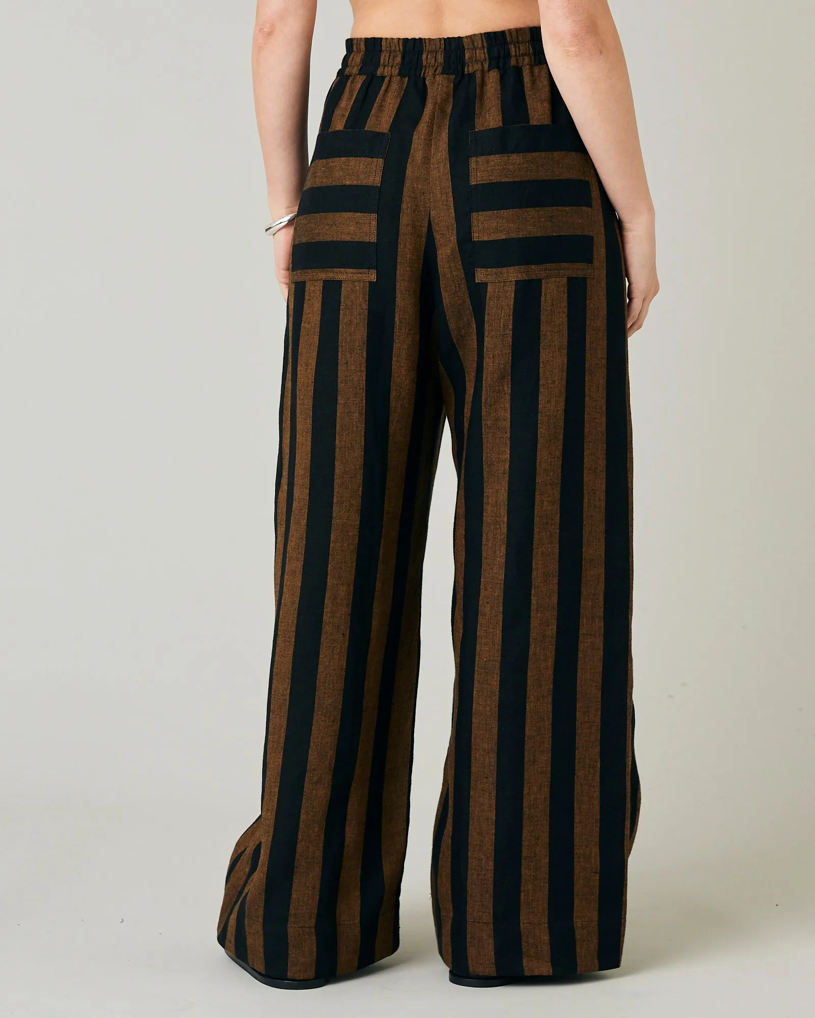 Lexi Rust & Black Stripe Linen Trousers sold by Beyond Nine product image thumbnail 5