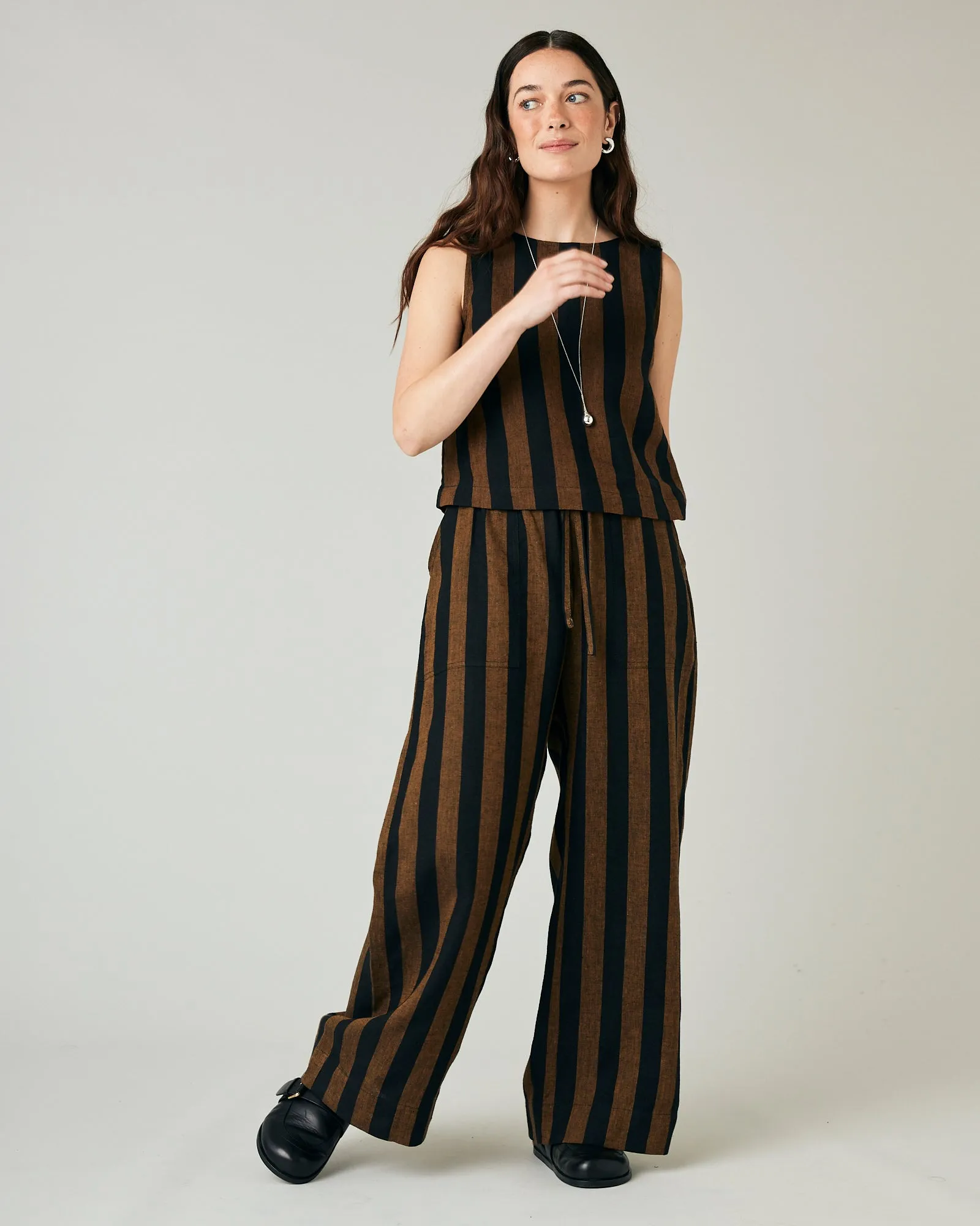 Lexi Rust & Black Stripe Linen Trousers sold by Beyond Nine product image thumbnail 2
