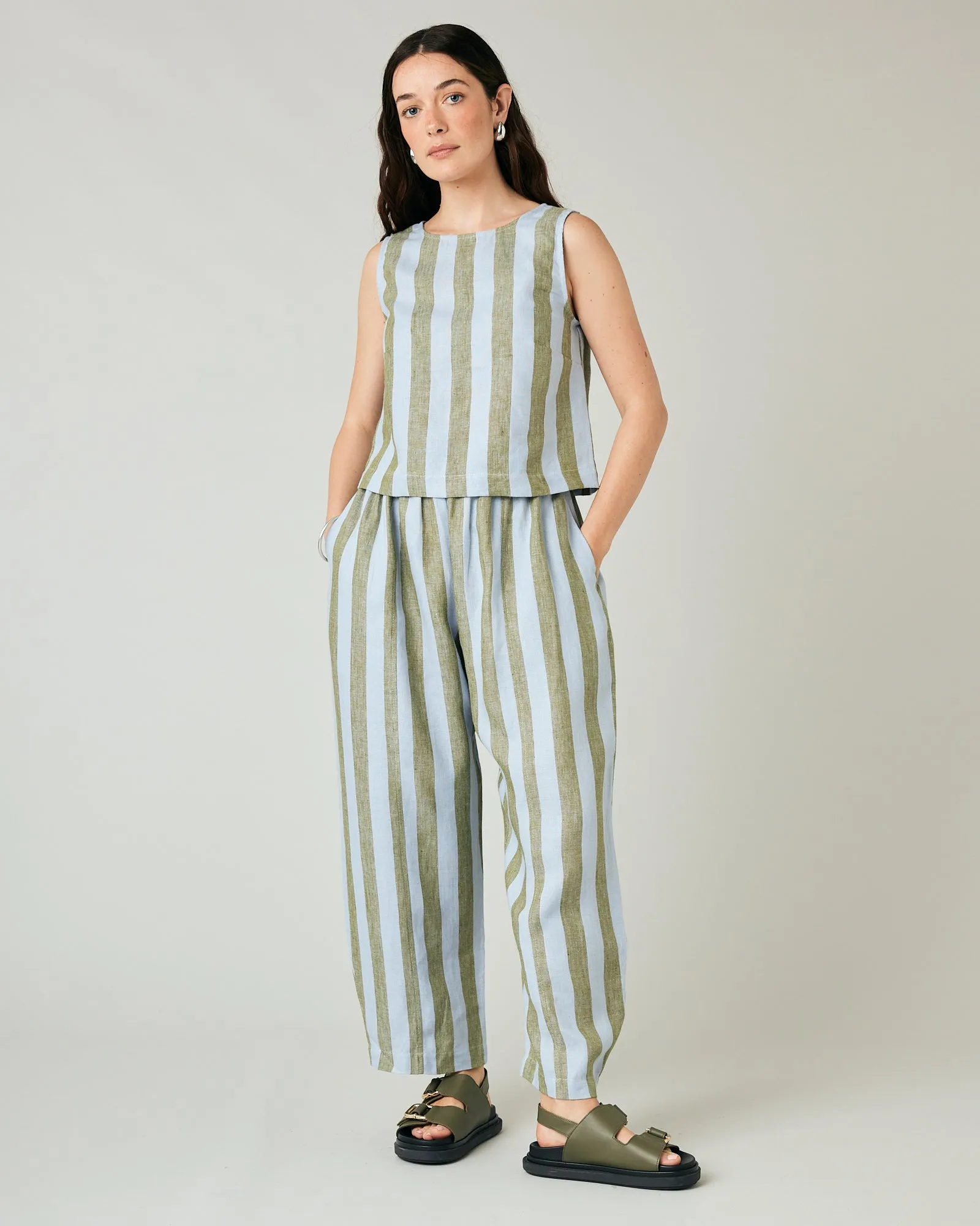 Mabel Meadow Stripe Linen Trousers sold by Beyond Nine product image thumbnail 5