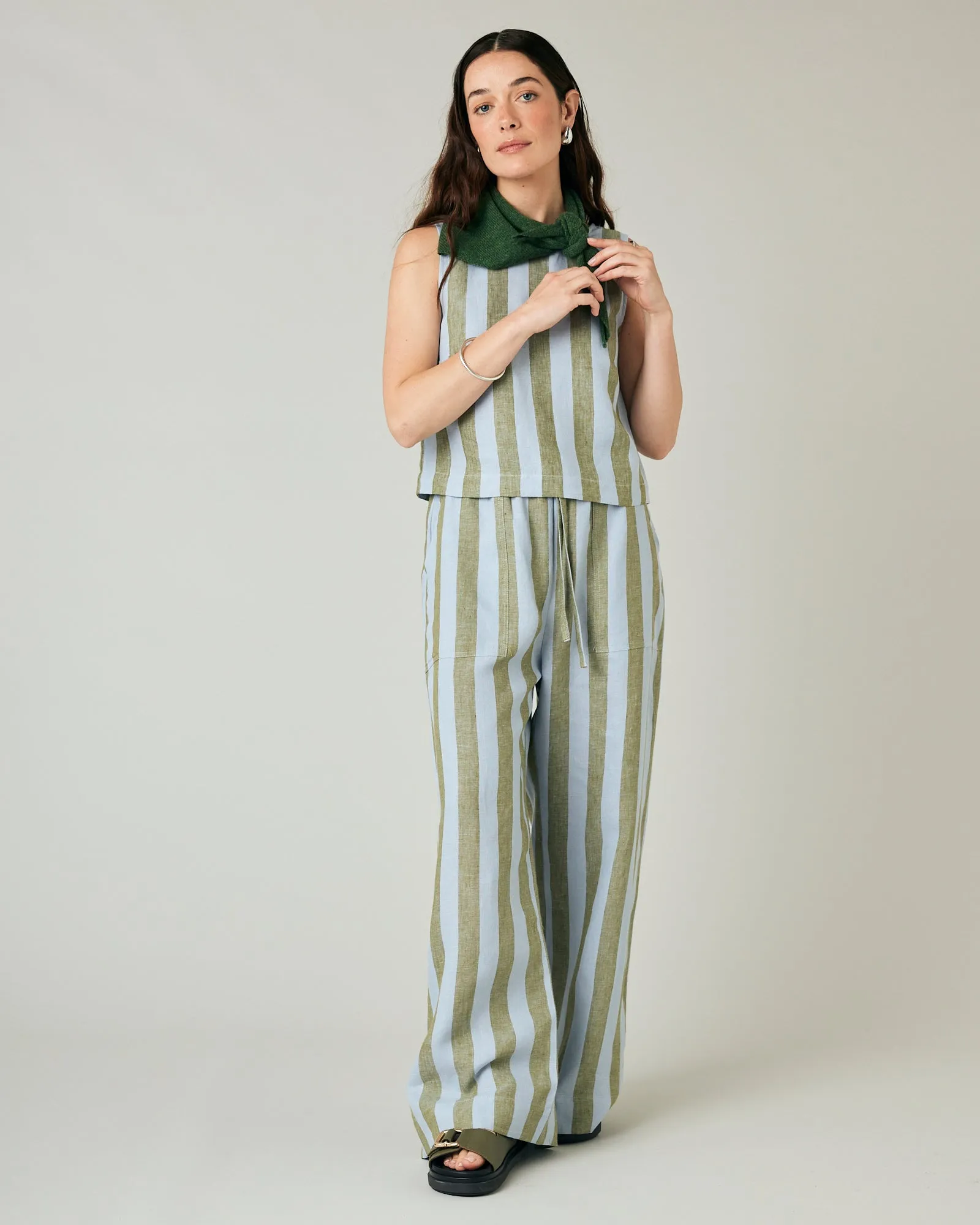 Lexi Meadow Stripe Linen Trousers sold by Beyond Nine product image thumbnail 2