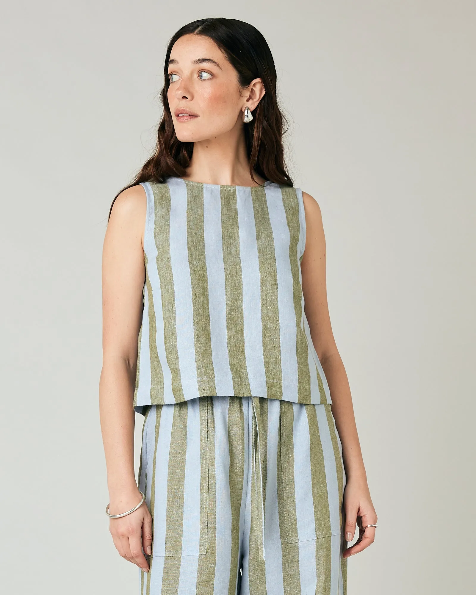 Esme Meadow Stripe Linen Top sold by Beyond Nine