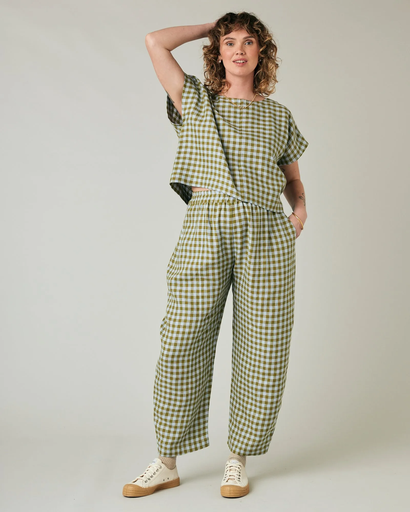 Polly Meadow Check Linen Top sold by Beyond Nine product image thumbnail 5