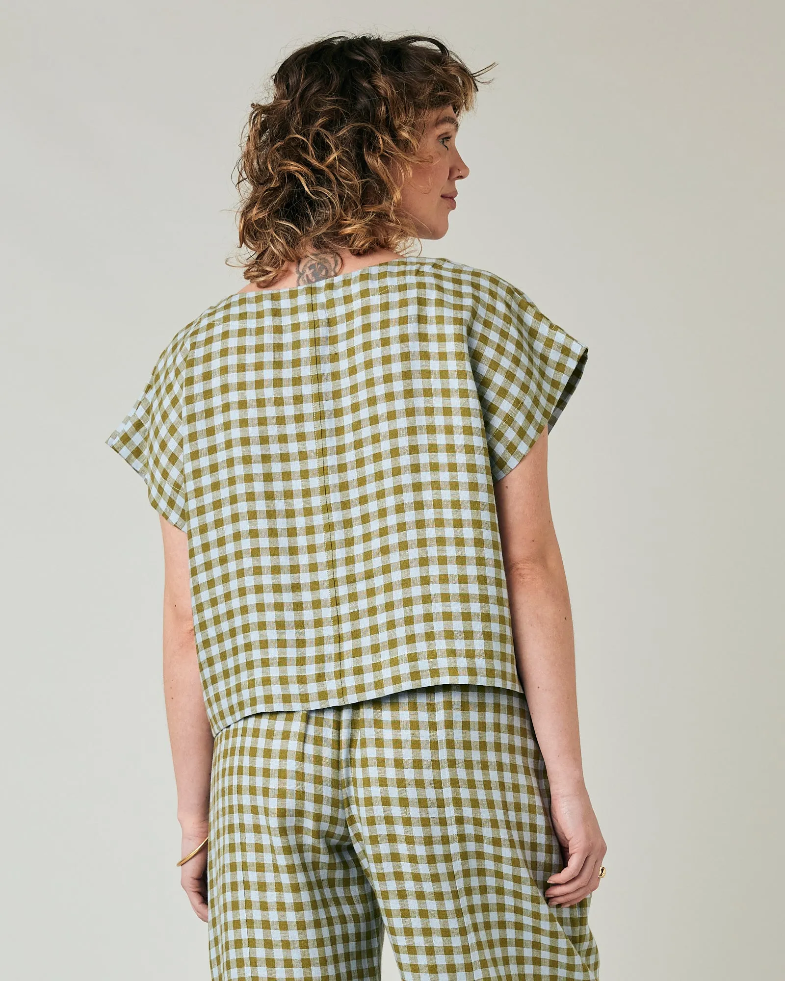 Polly Meadow Check Linen Top sold by Beyond Nine product image thumbnail 3