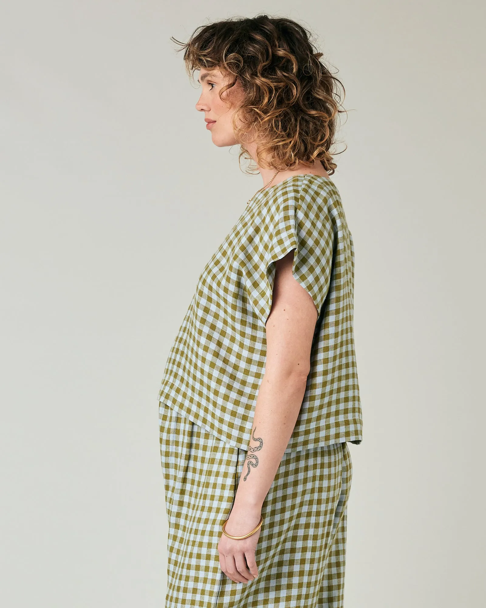 Polly Meadow Check Linen Top sold by Beyond Nine product image thumbnail 2