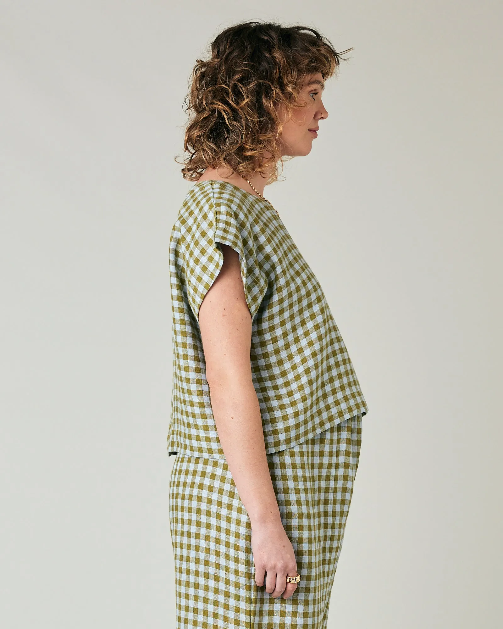 Polly Meadow Check Linen Top sold by Beyond Nine product image thumbnail 4