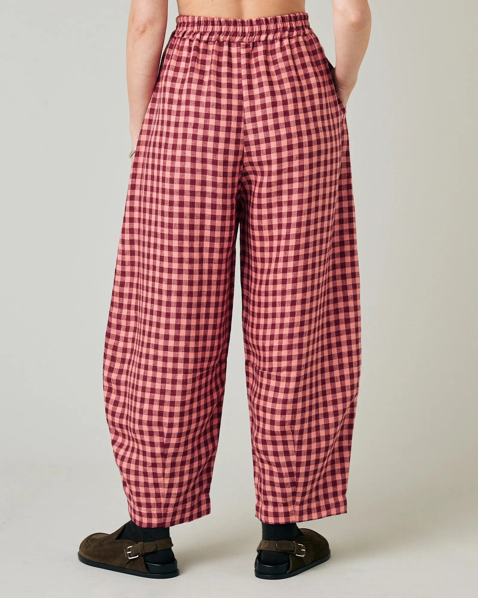 Daisy Blush Gingham Linen Trousers sold by Beyond Nine product image thumbnail 3