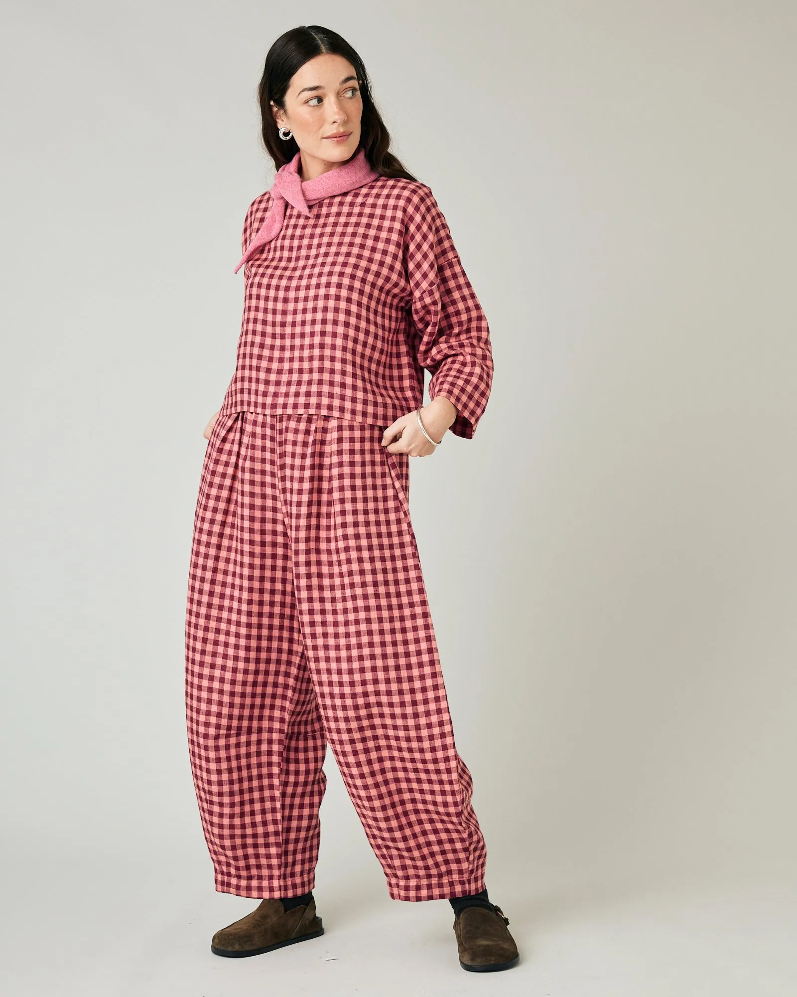 Daisy Blush Gingham Linen Trousers sold by Beyond Nine product image thumbnail 5