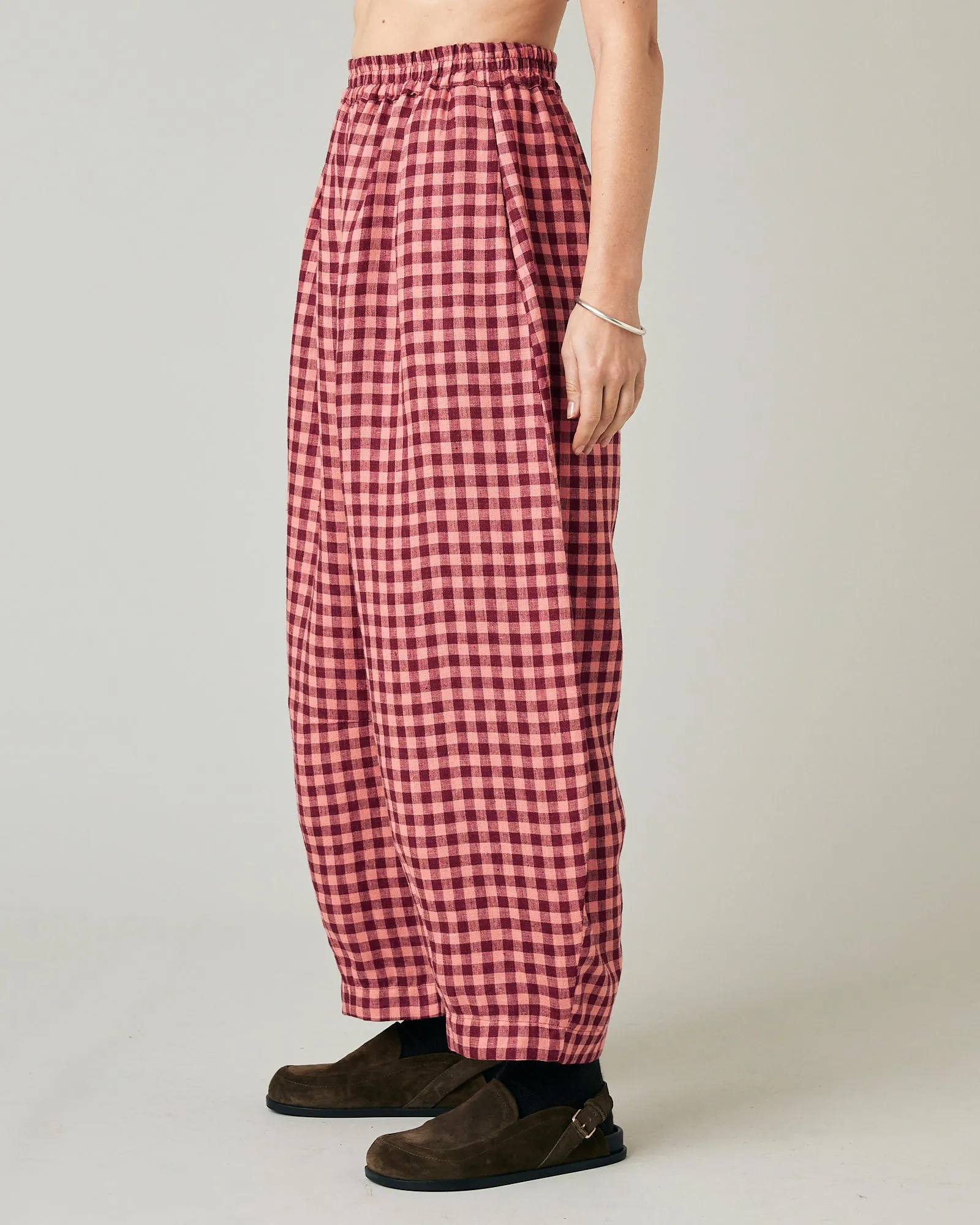 Daisy Blush Gingham Linen Trousers sold by Beyond Nine product image thumbnail 2
