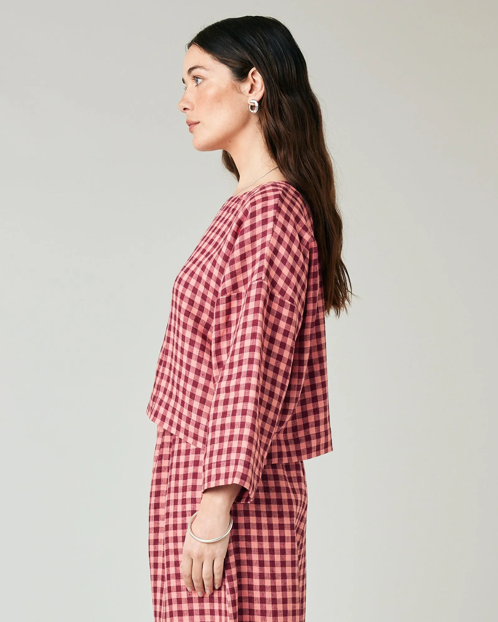 Lily Blush Gingham Linen Top sold by Beyond Nine product image thumbnail 2