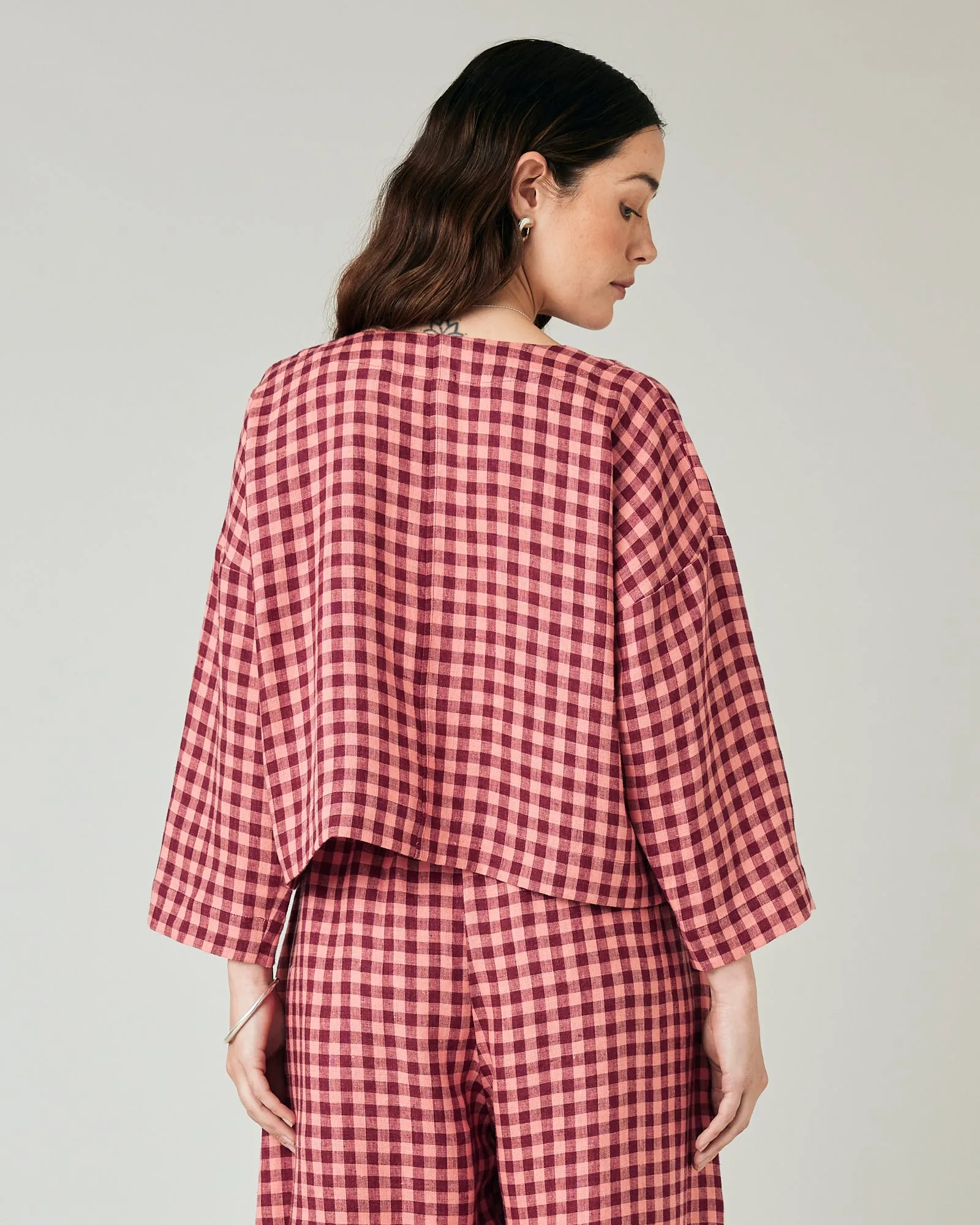 Lily Blush Gingham Linen Top sold by Beyond Nine product image thumbnail 3