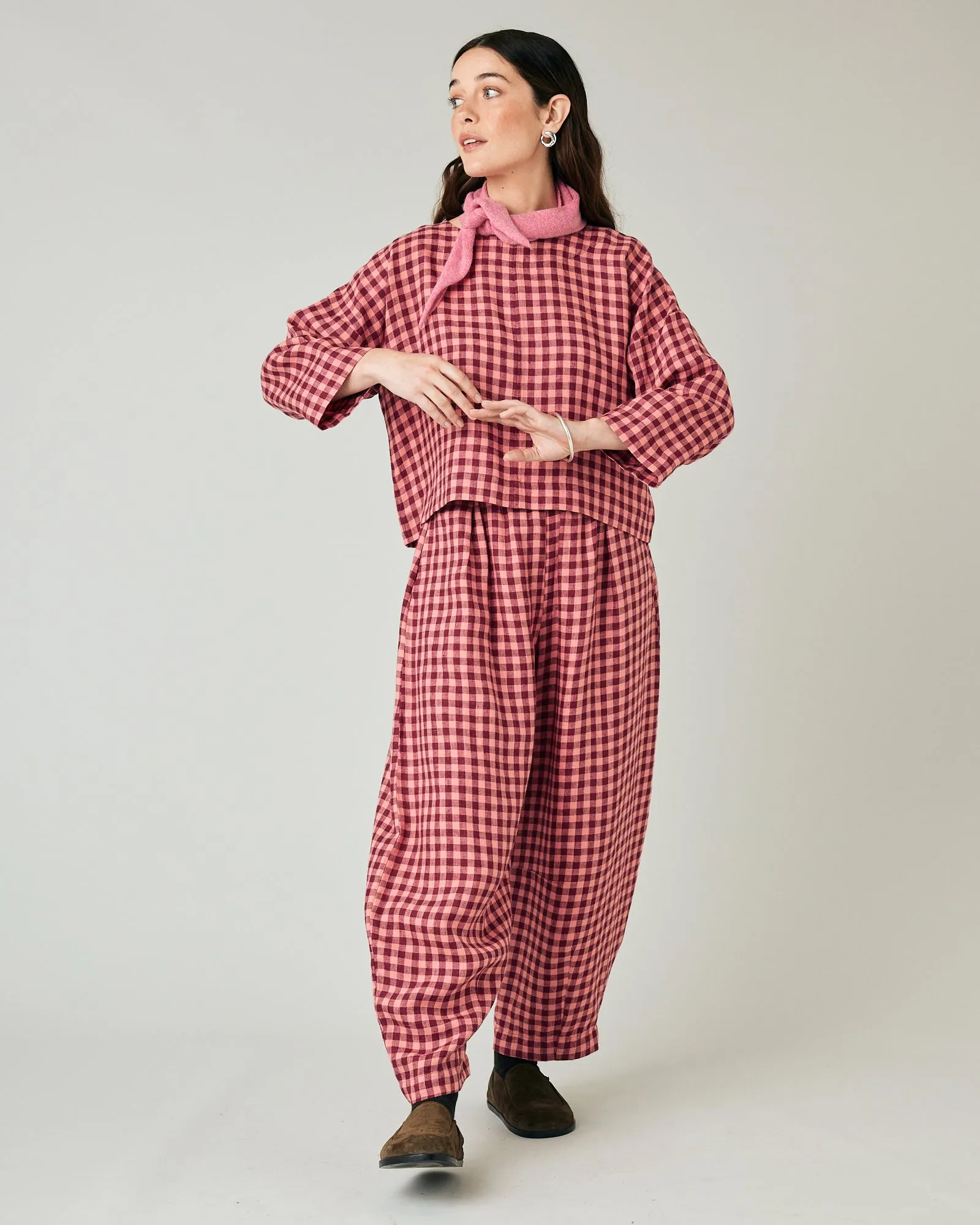 Lily Blush Gingham Linen Top sold by Beyond Nine product image thumbnail 5