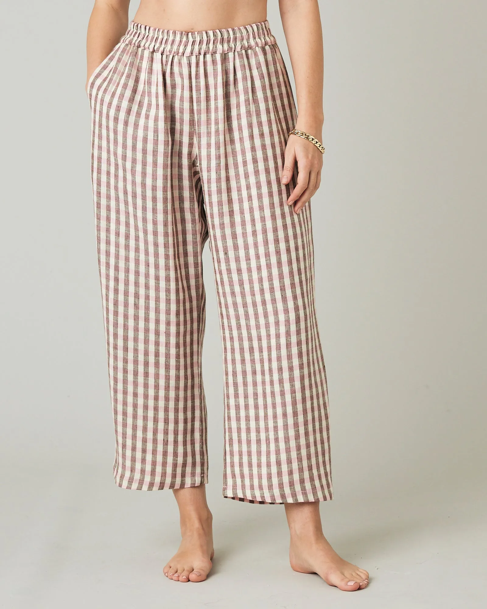 Ultimate PJ Trousers Neapolitan Check Linen sold by Beyond Nine