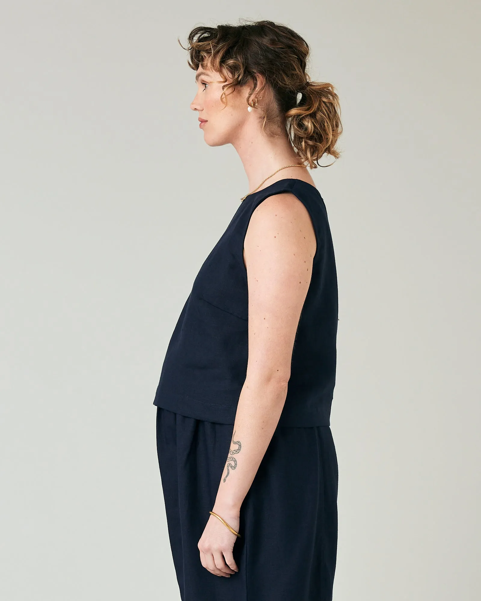Esme Navy Linen Top sold by Beyond Nine product image thumbnail 2