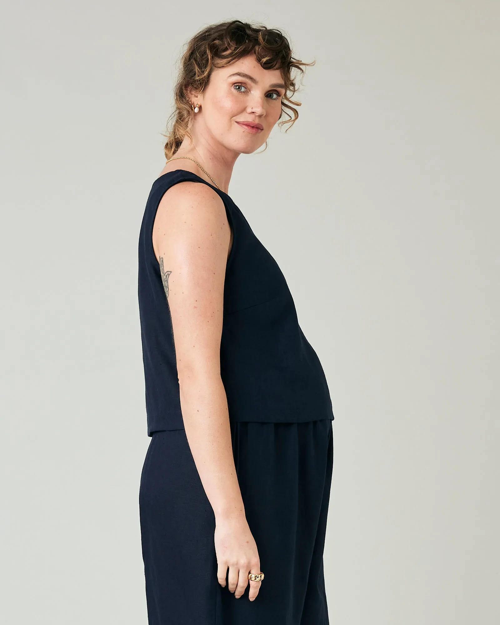 Esme Navy Linen Top sold by Beyond Nine product image thumbnail 4