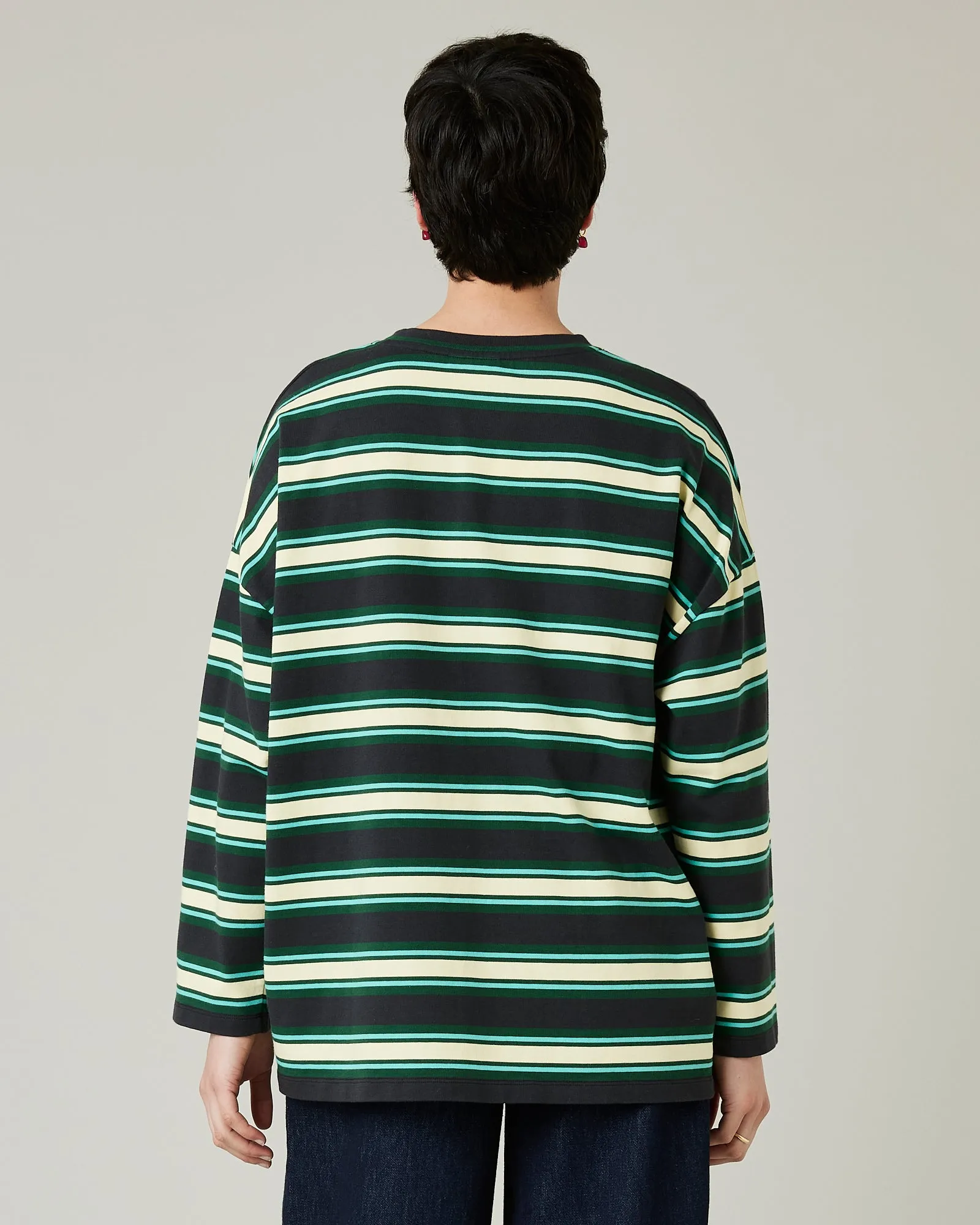 Robyn Top Butter, Green & Black Stripe sold by Beyond Nine product image thumbnail 3