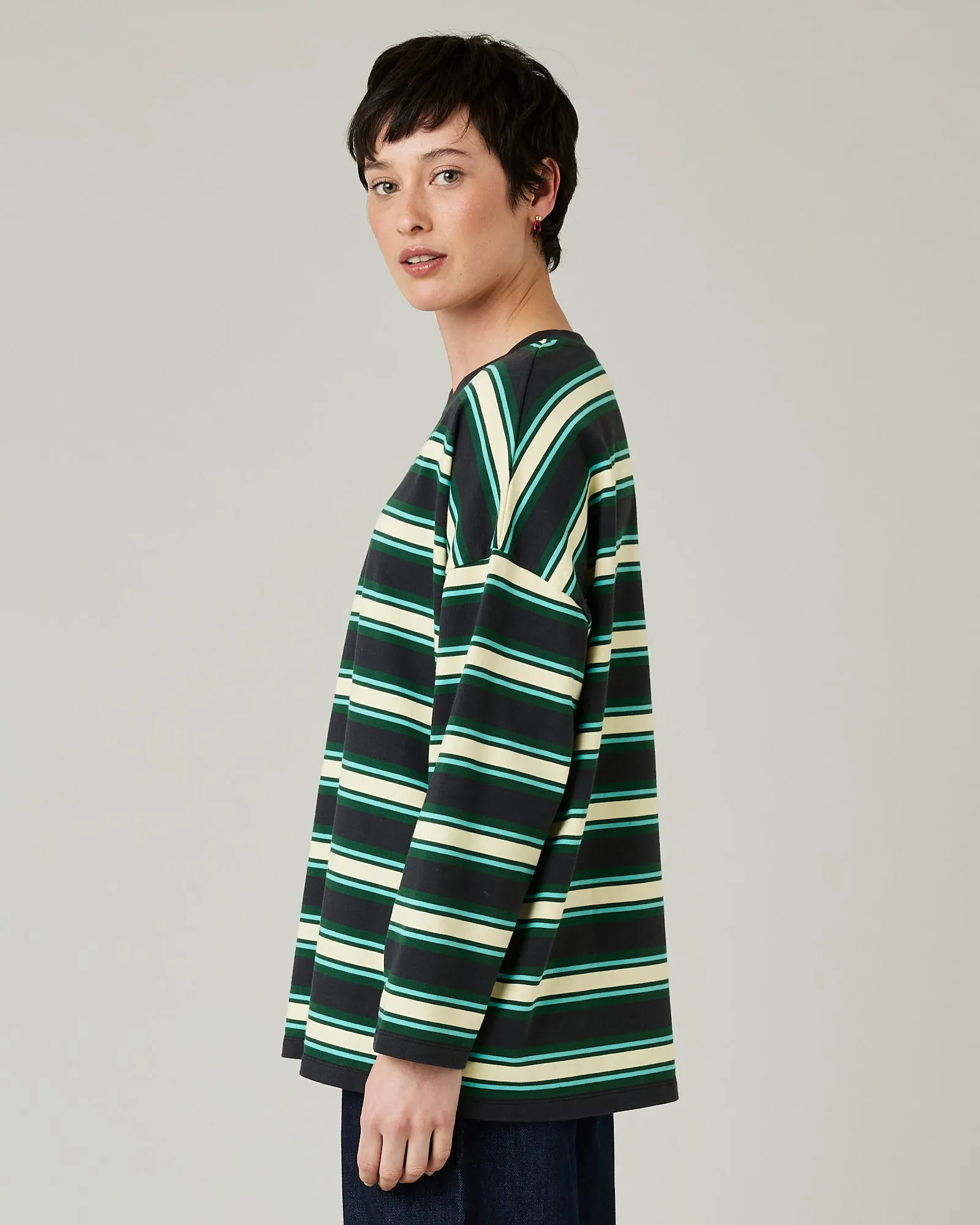 Robyn Top Butter, Green & Black Stripe sold by Beyond Nine product image thumbnail 2