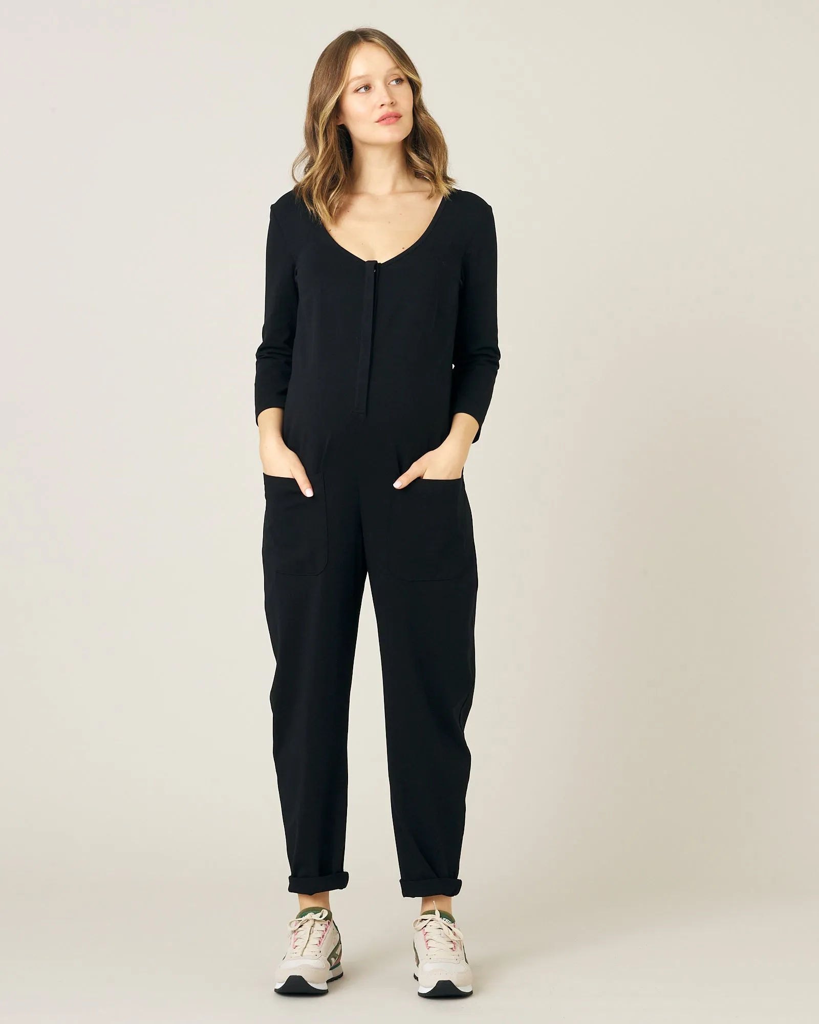 Margot Black Cotton Jersey Jumpsuit sold by Beyond Nine