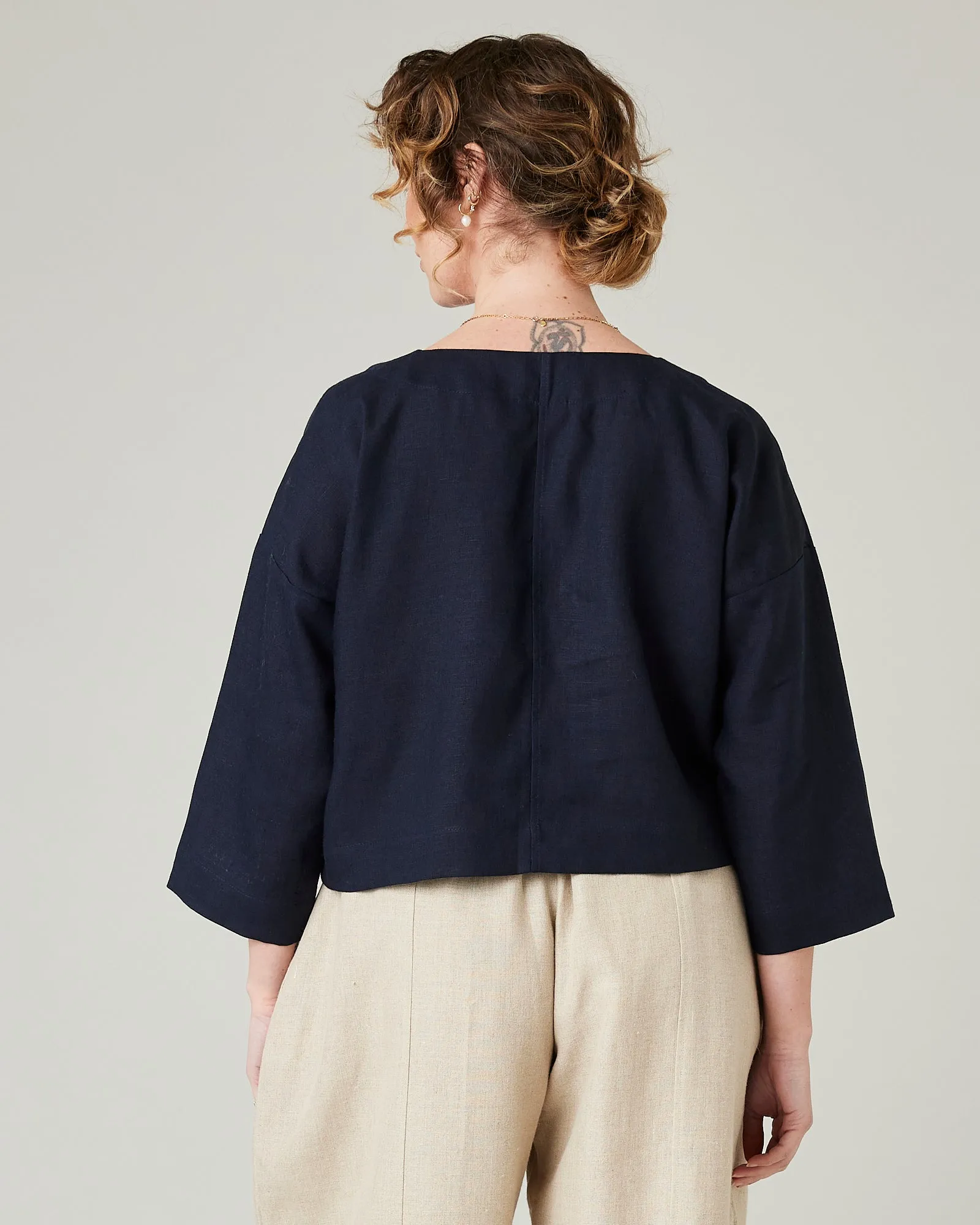 Lily Navy Linen Top sold by Beyond Nine product image thumbnail 3