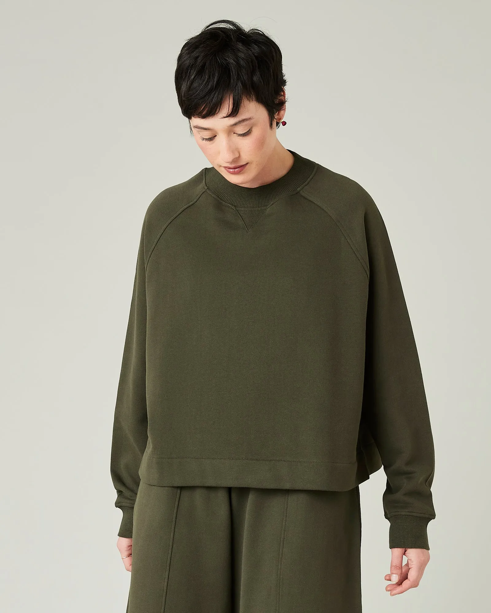 Noa Olive Organic Cotton Jumper sold by Beyond Nine