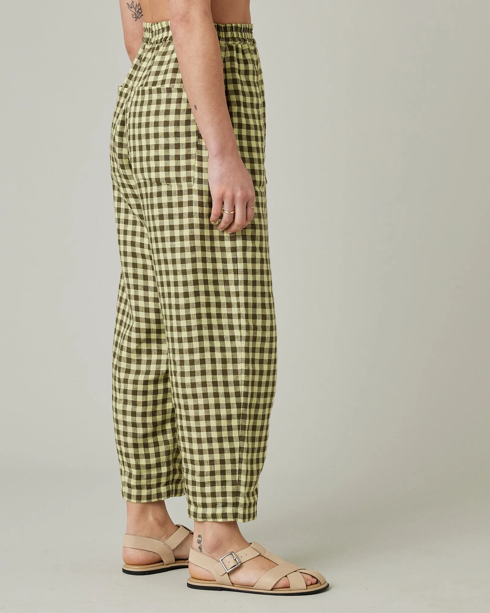 Huxley Matcha Gingham Linen Trousers sold by Beyond Nine product image thumbnail 5