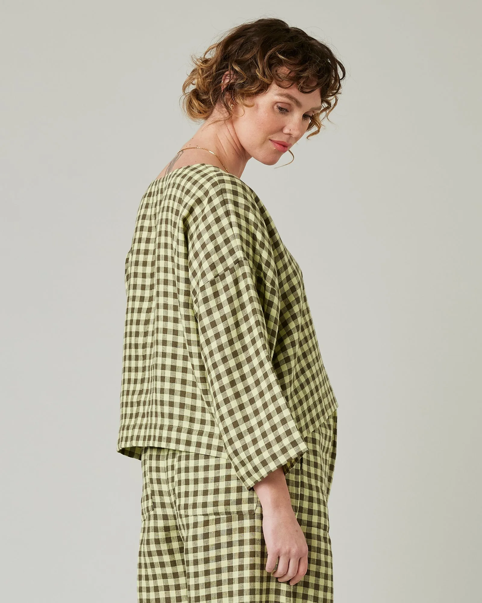 Lily Matcha Gingham Linen Top sold by Beyond Nine product image thumbnail 4