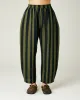 Mabel Olive and Black Stripe Linen Trousers sold by Beyond Nine