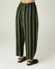 Mabel Olive and Black Stripe Linen Trousers sold by Beyond Nine