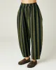Mabel Olive and Black Stripe Linen Trousers sold by Beyond Nine