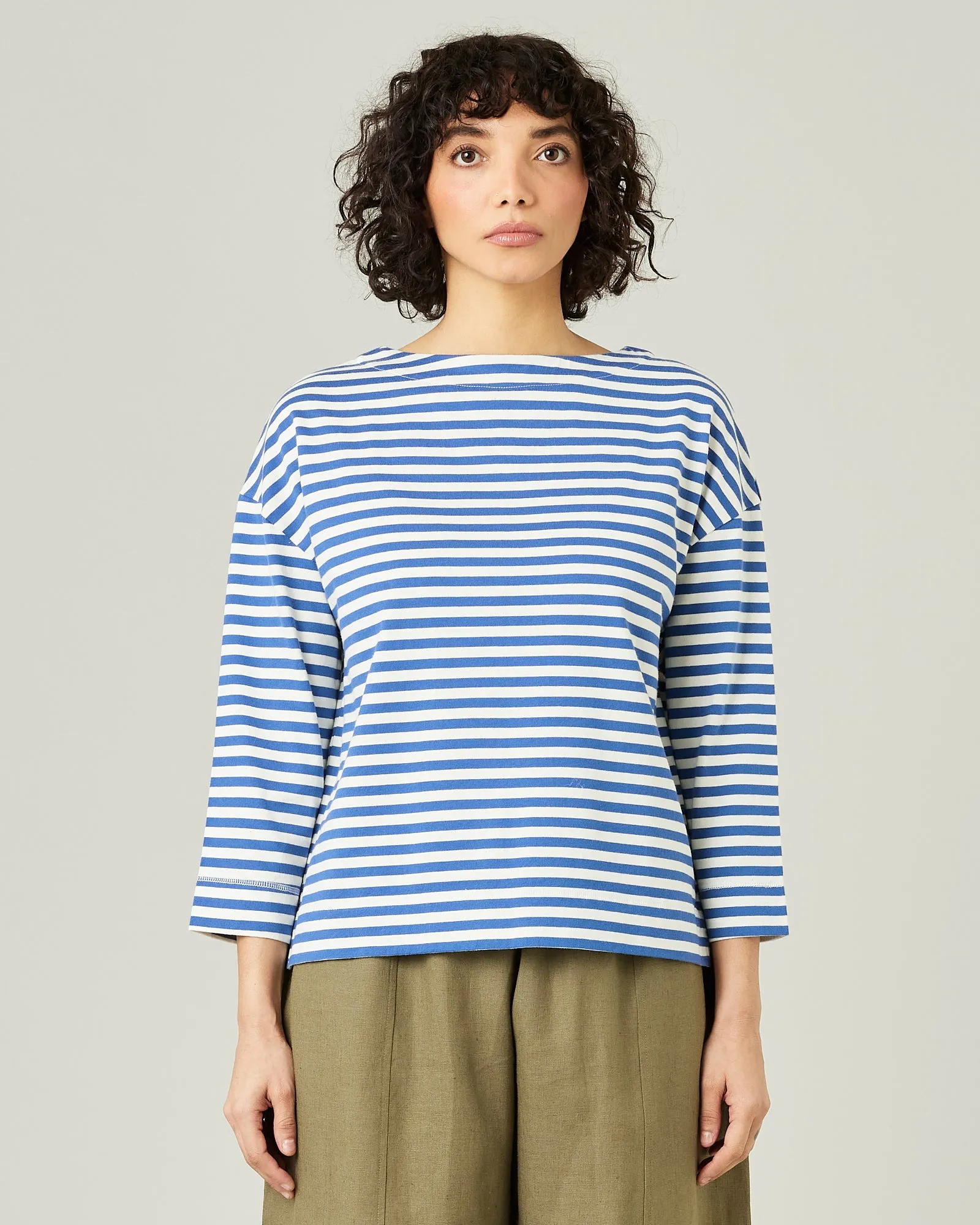 Breton Top French Blue & Ecru Stripe sold by Beyond Nine