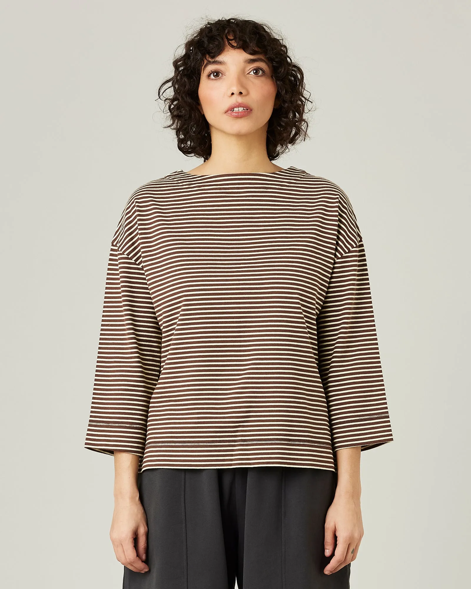 Breton Top Brown & Butter Stripe sold by Beyond Nine