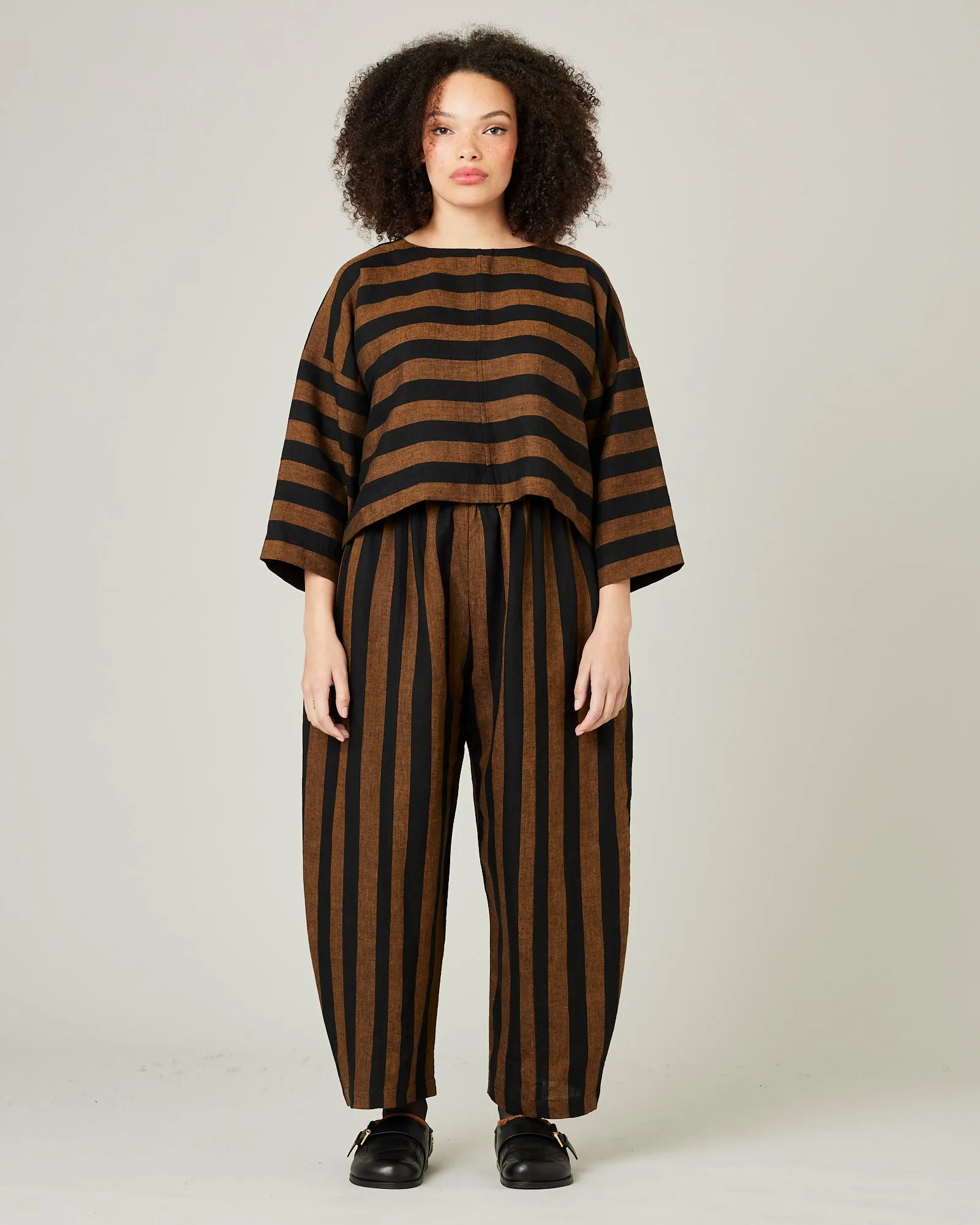 Lily Rust & Black Stripe Linen Top sold by Beyond Nine product image thumbnail 5
