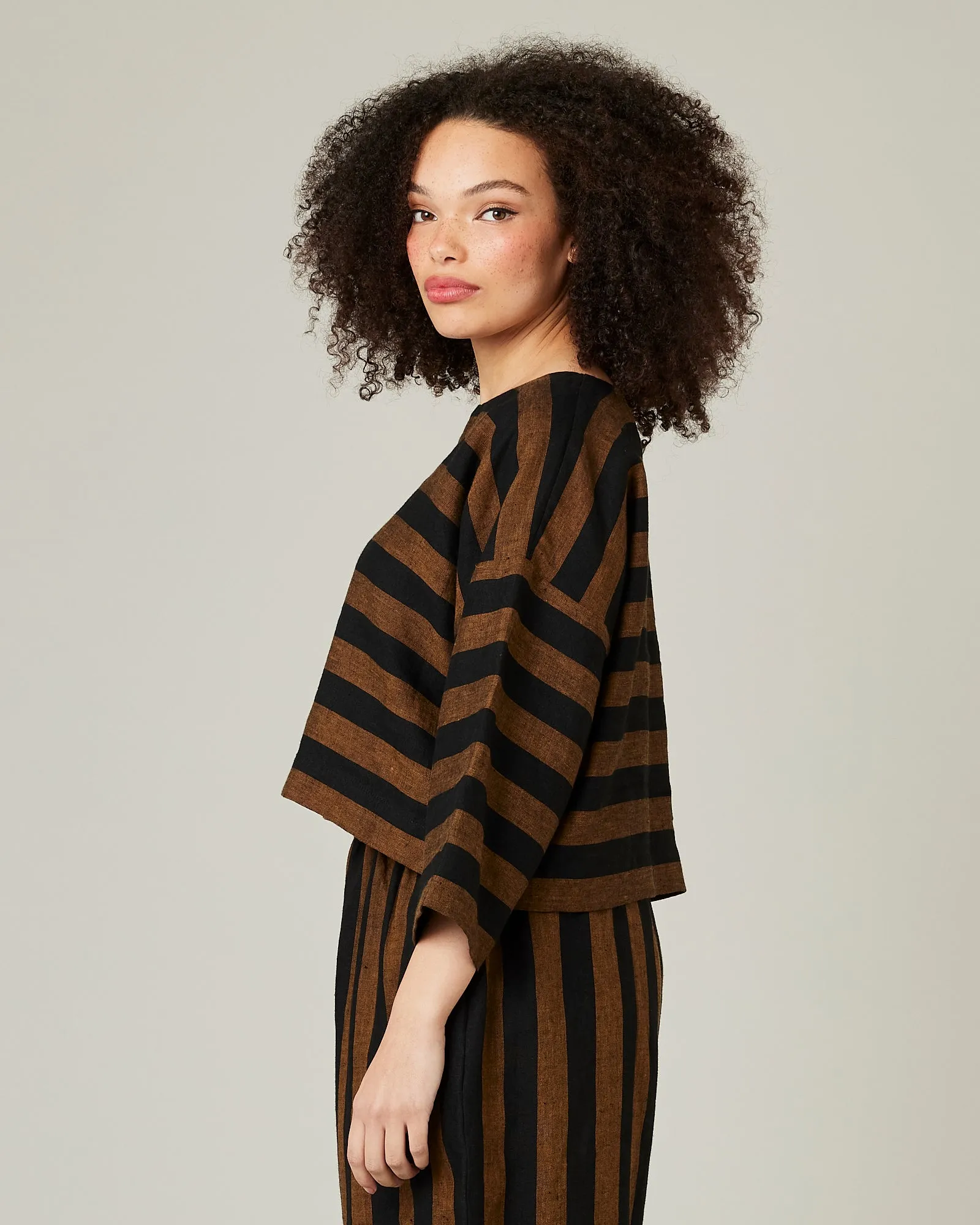 Lily Rust & Black Stripe Linen Top sold by Beyond Nine product image thumbnail 2