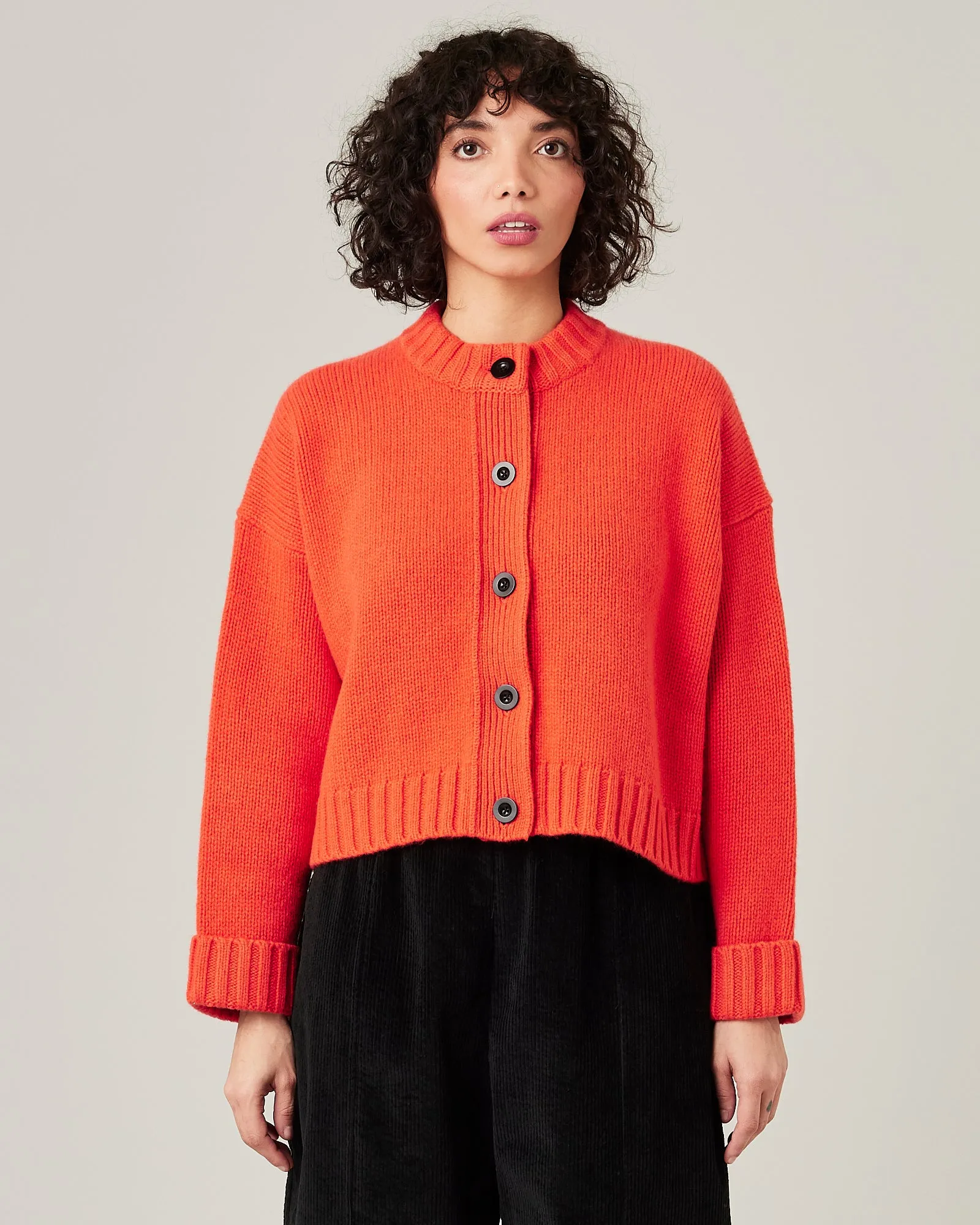 Maggie Vermillion Wool Knitted Cardigan sold by Beyond Nine