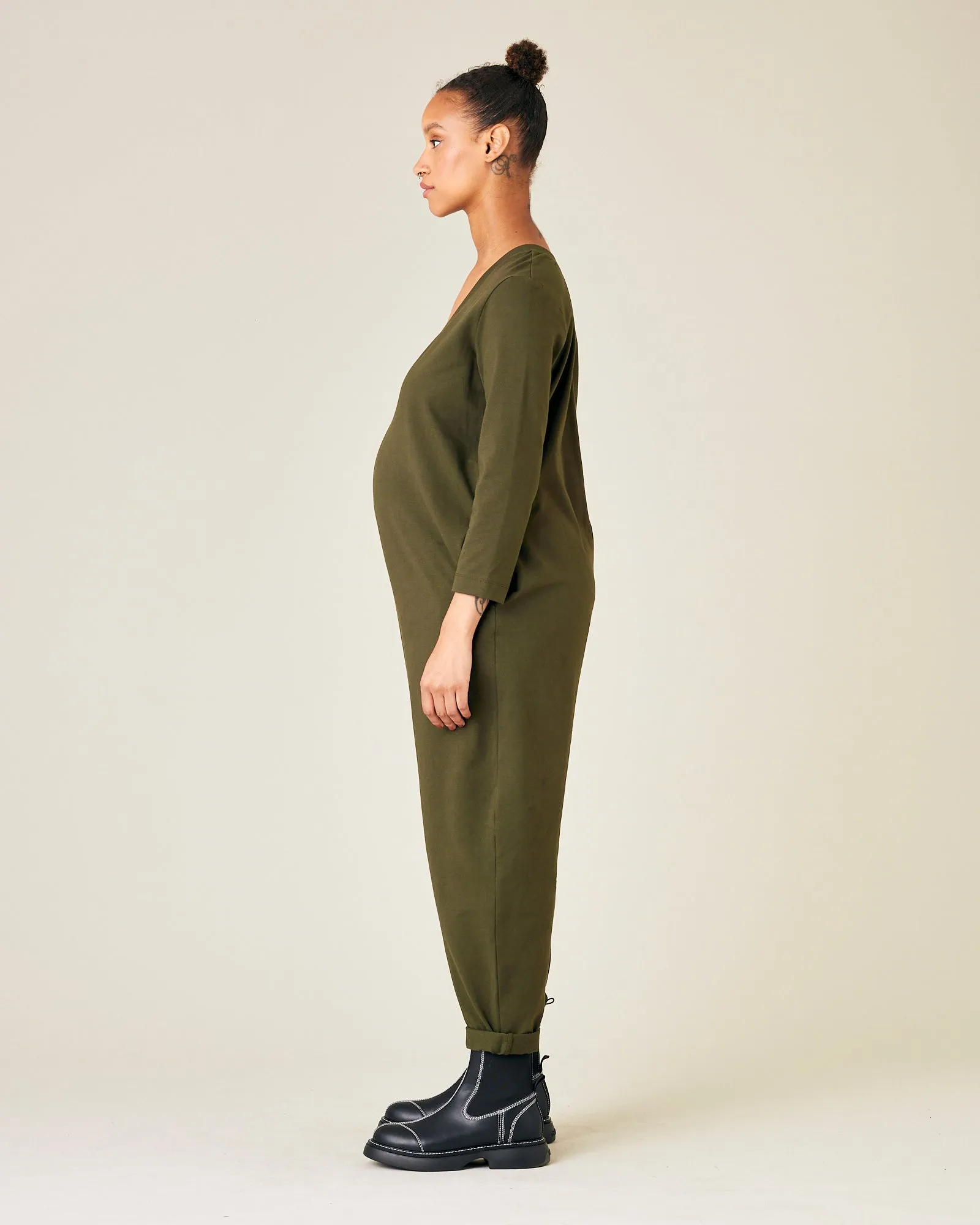 Milly Olive Cotton Jersey Jumpsuit with Pockets sold by Beyond Nine product image thumbnail 2