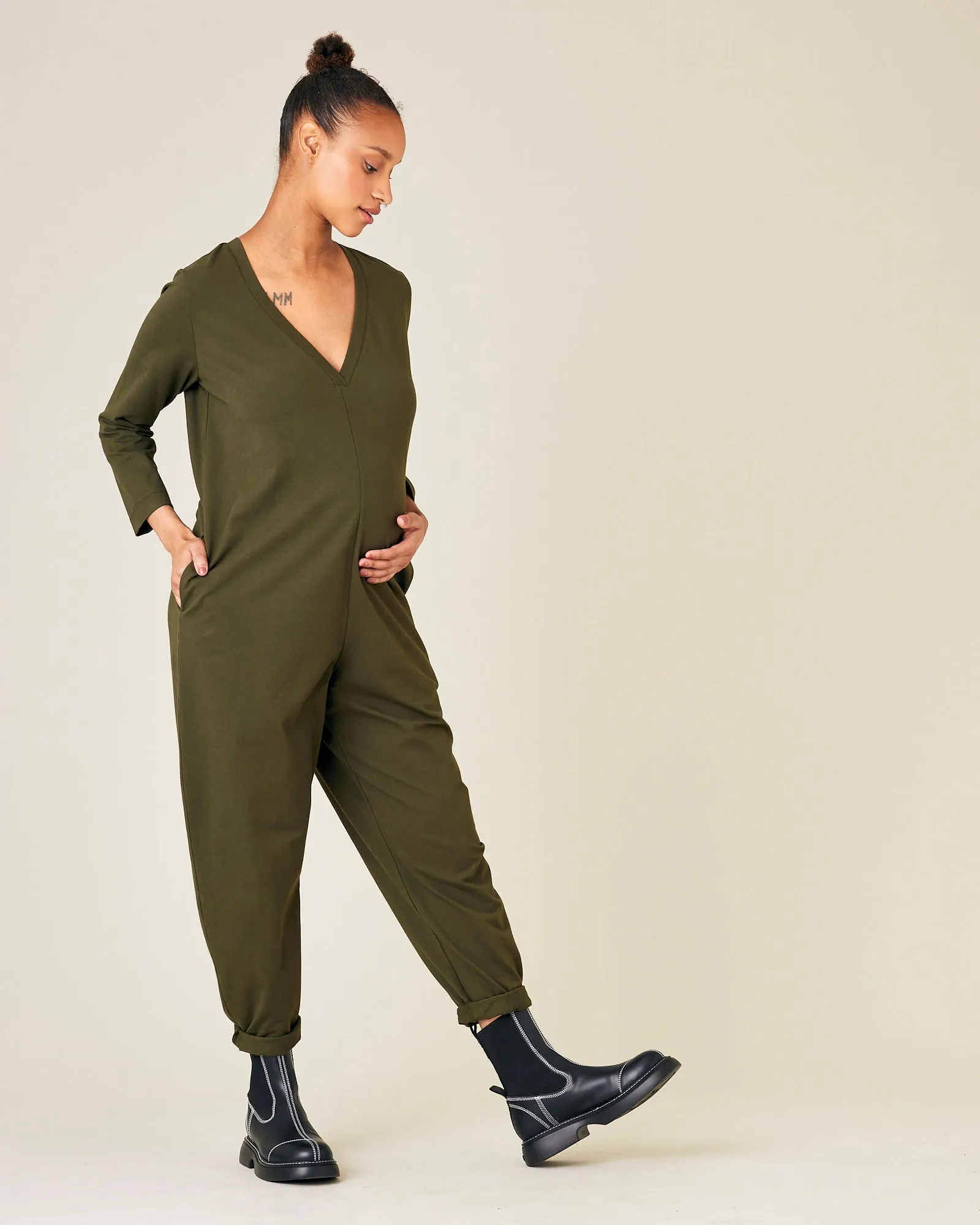 Milly Olive Cotton Jersey Jumpsuit with Pockets sold by Beyond Nine product image thumbnail 5