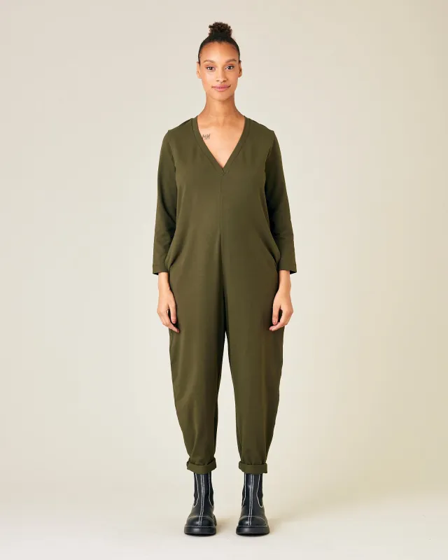Milly Olive Cotton Jersey Jumpsuit with Pockets sold by Beyond Nine