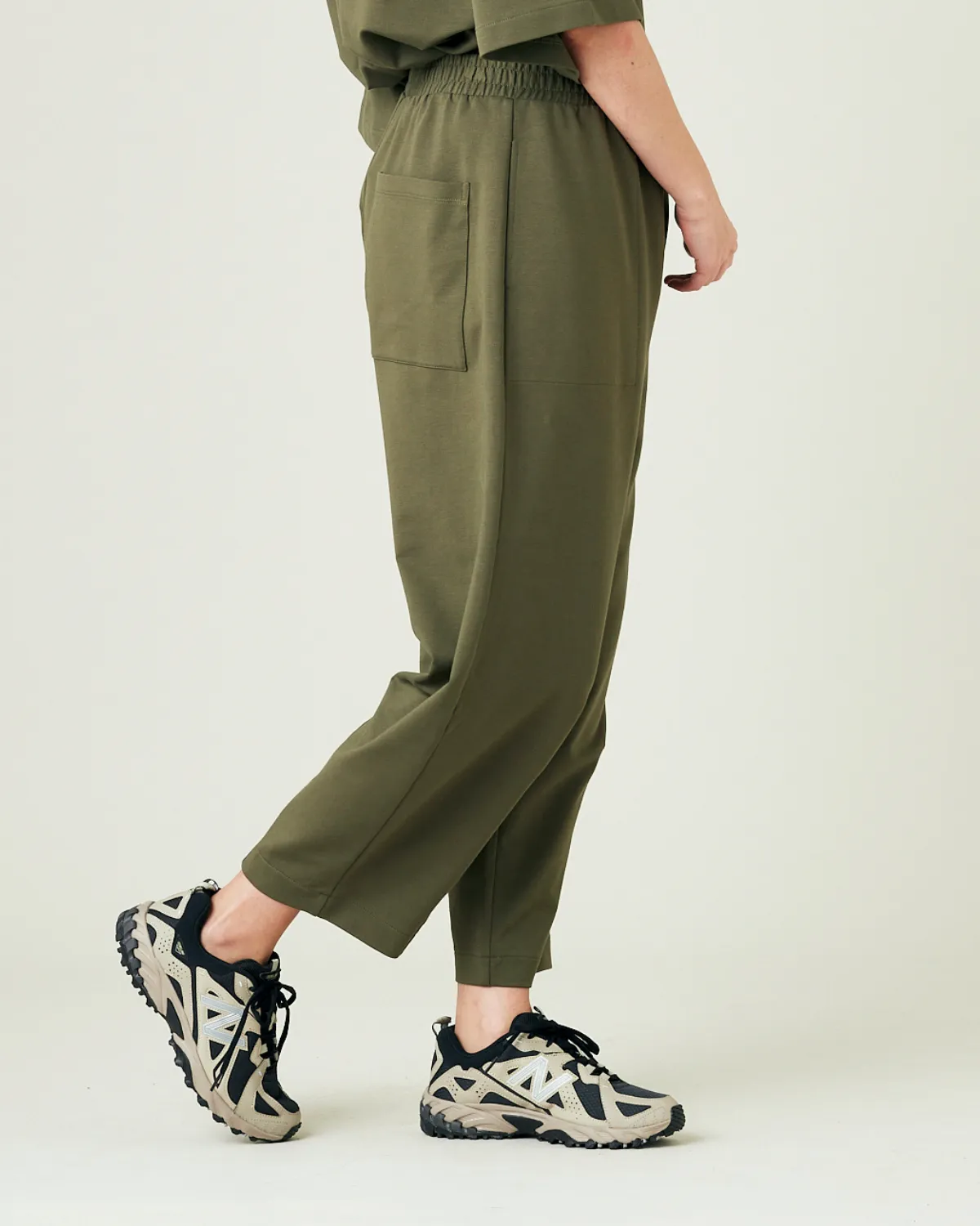 Huxley Olive Cotton Jersey Trousers sold by Beyond Nine product image thumbnail 4