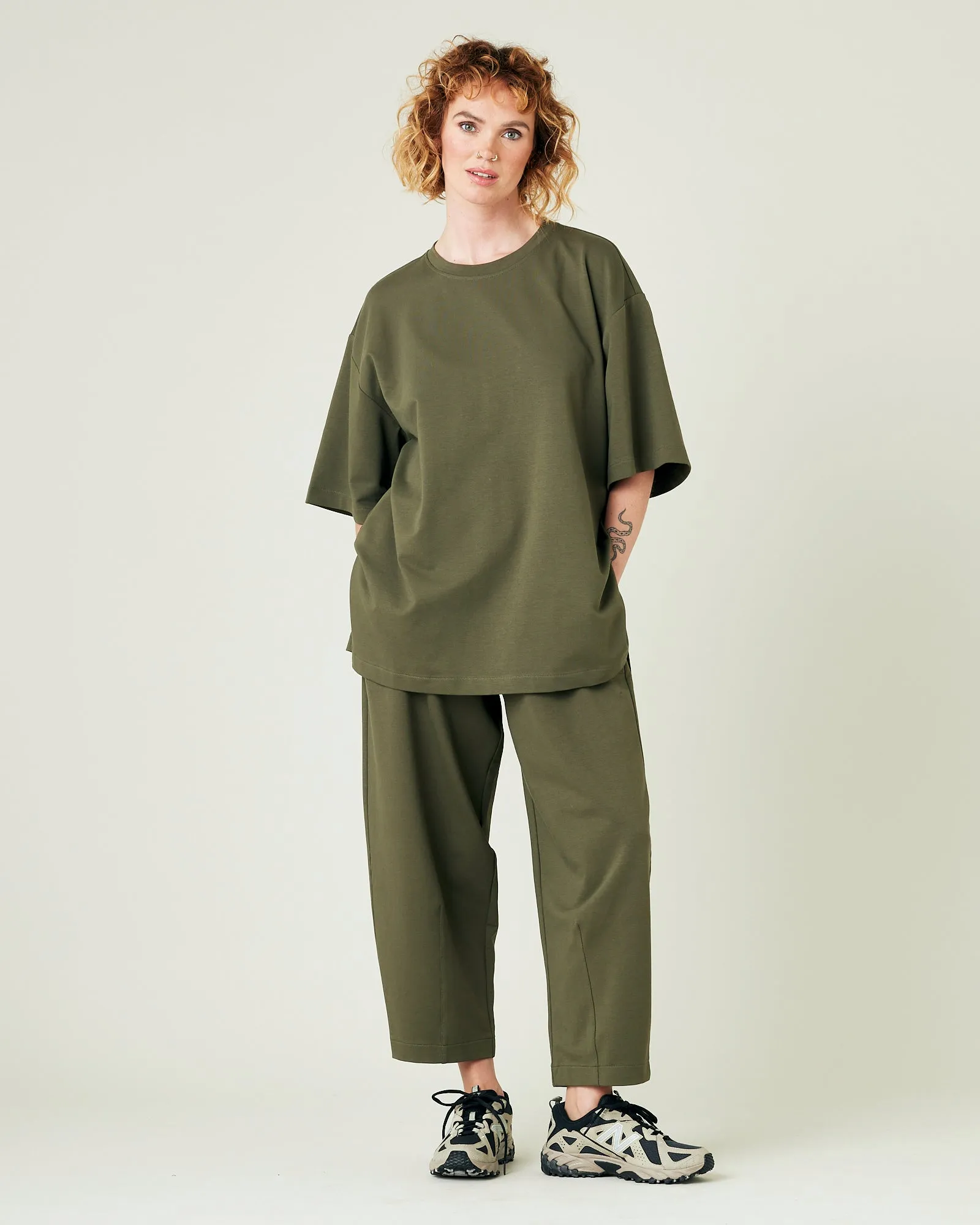 Huxley Olive Cotton Jersey Trousers sold by Beyond Nine product image thumbnail 5