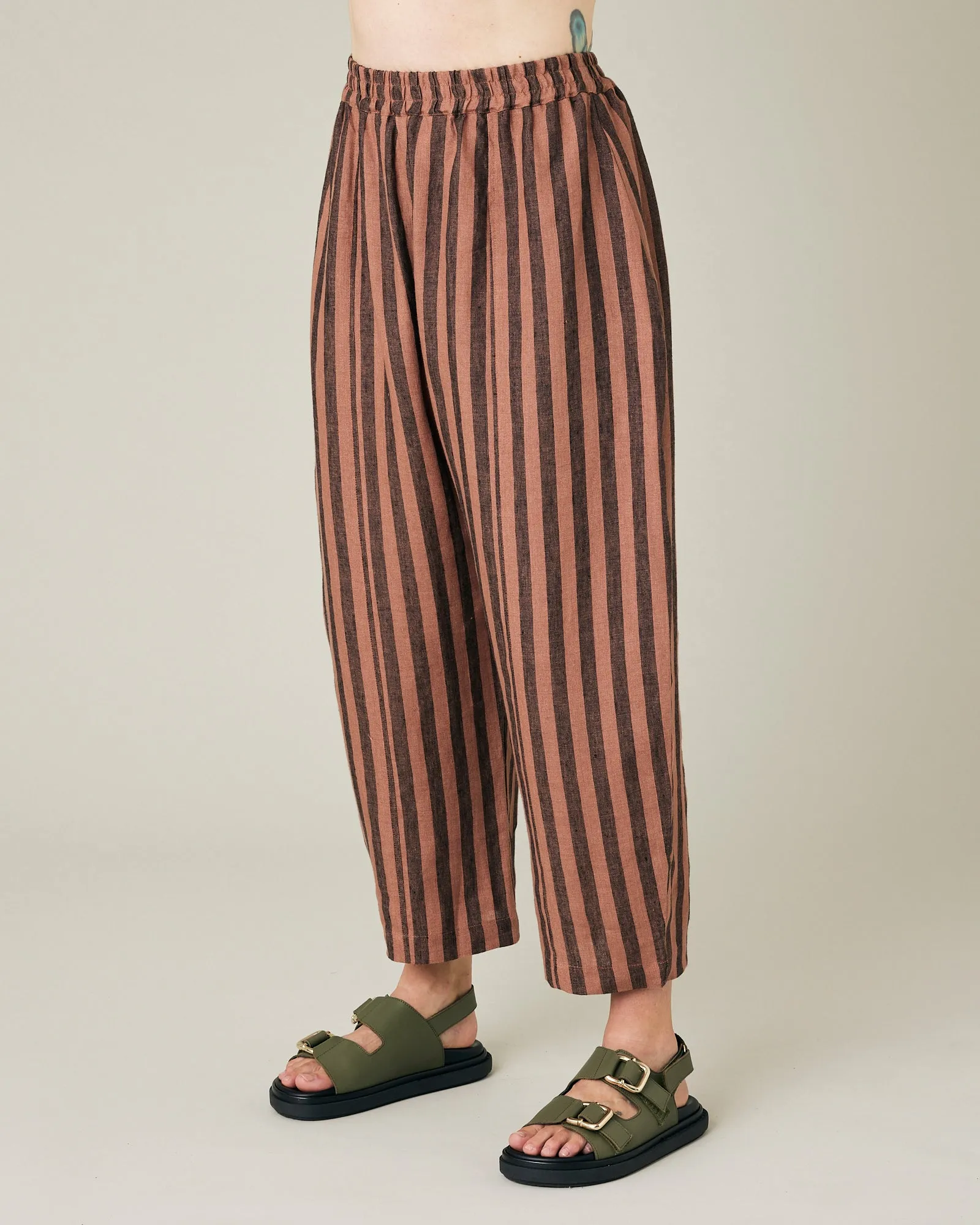 Longer Length Mabel Biscuit Stripe Linen Trousers sold by Beyond Nine product image thumbnail 2
