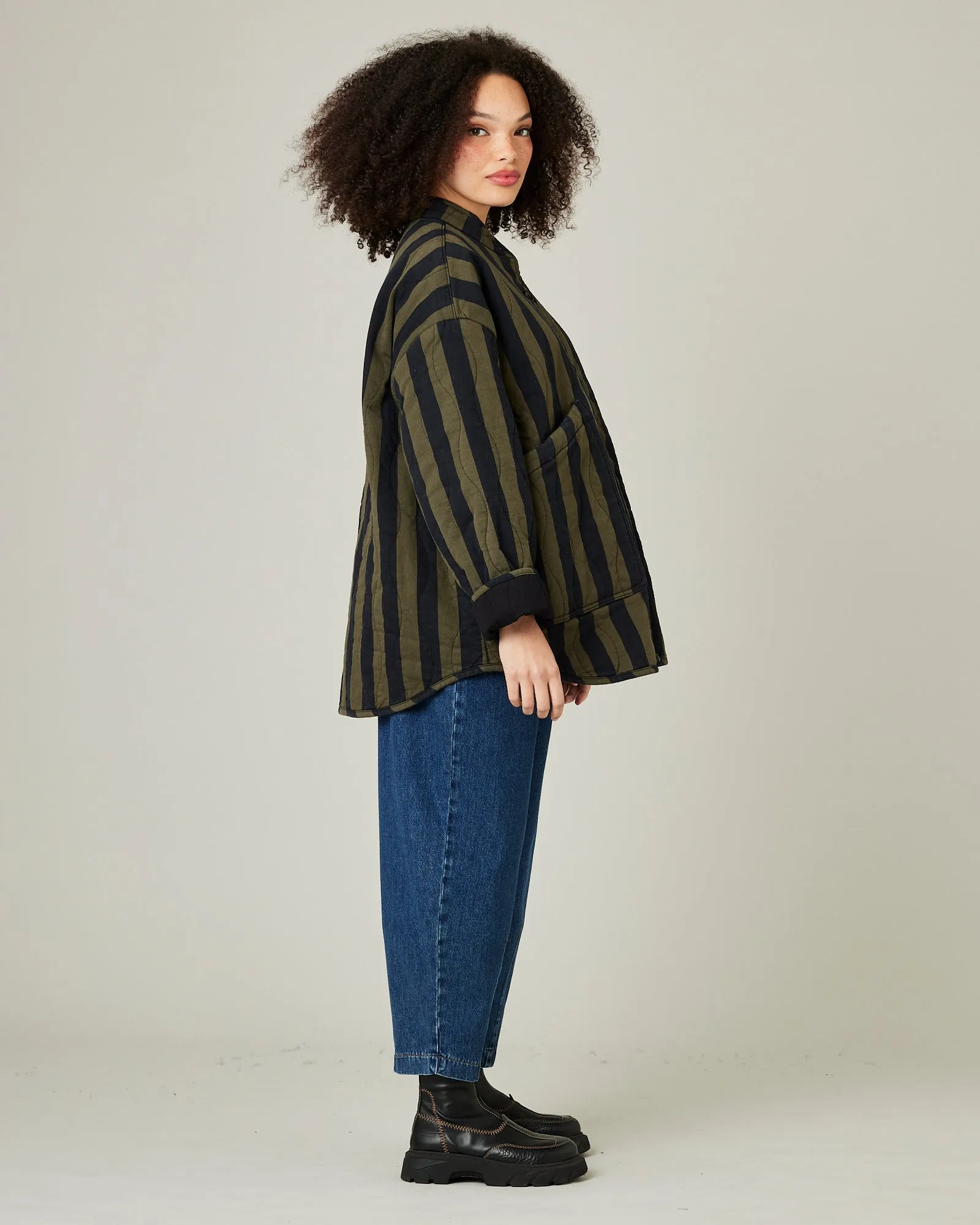 Rue Black & Olive Stripe Denim Jacket sold by Beyond Nine product image thumbnail 5