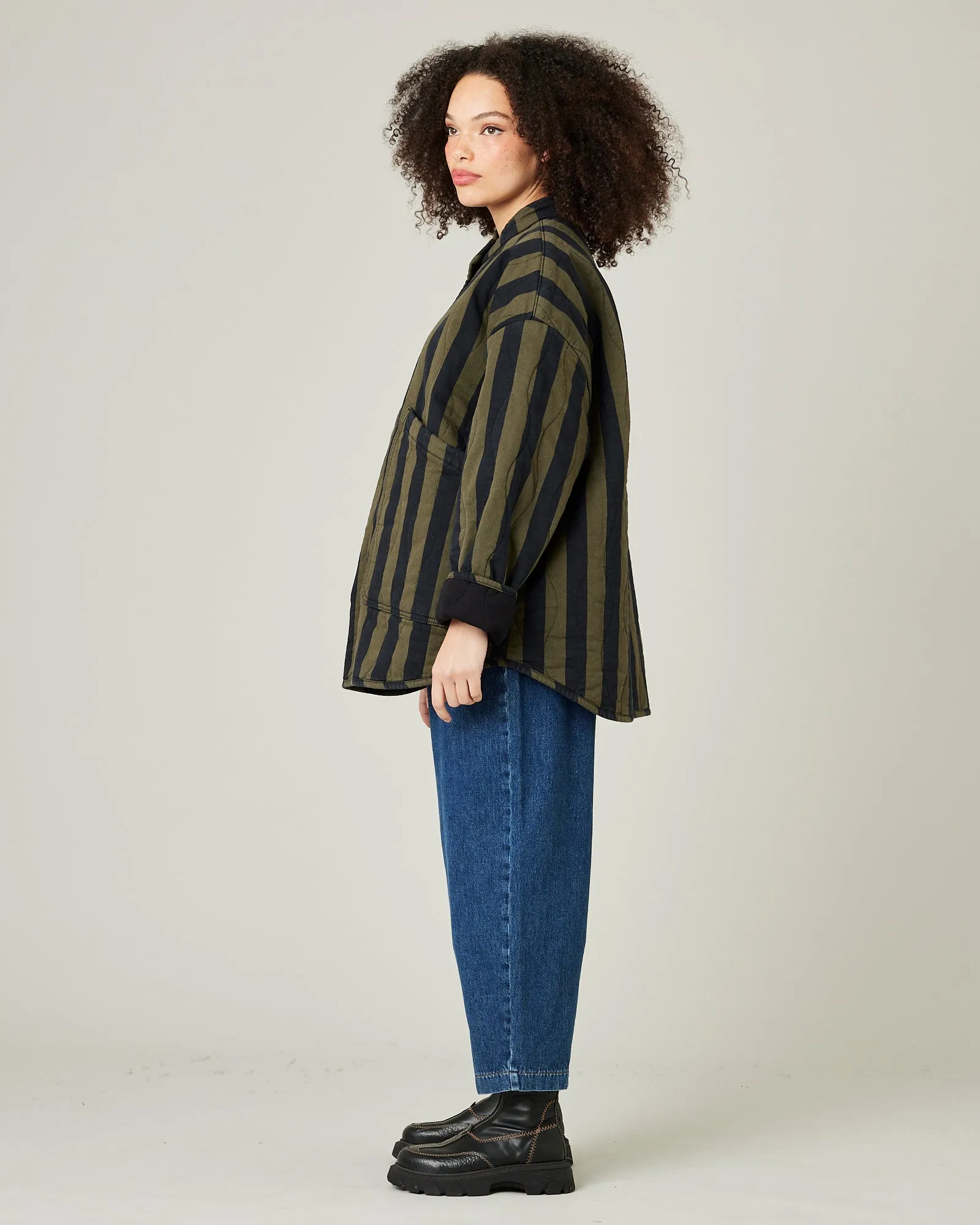 Rue Black & Olive Stripe Denim Jacket sold by Beyond Nine product image thumbnail 3